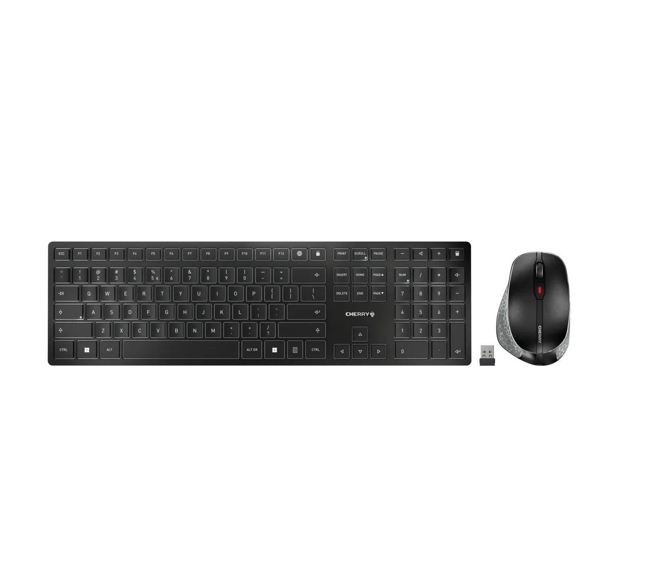 CHERRY DW 9500 SLIM Tastatur Maus enthalten Universal RF Wireless + Bluetooth QWERTY Spanisch Schwarz, Grau