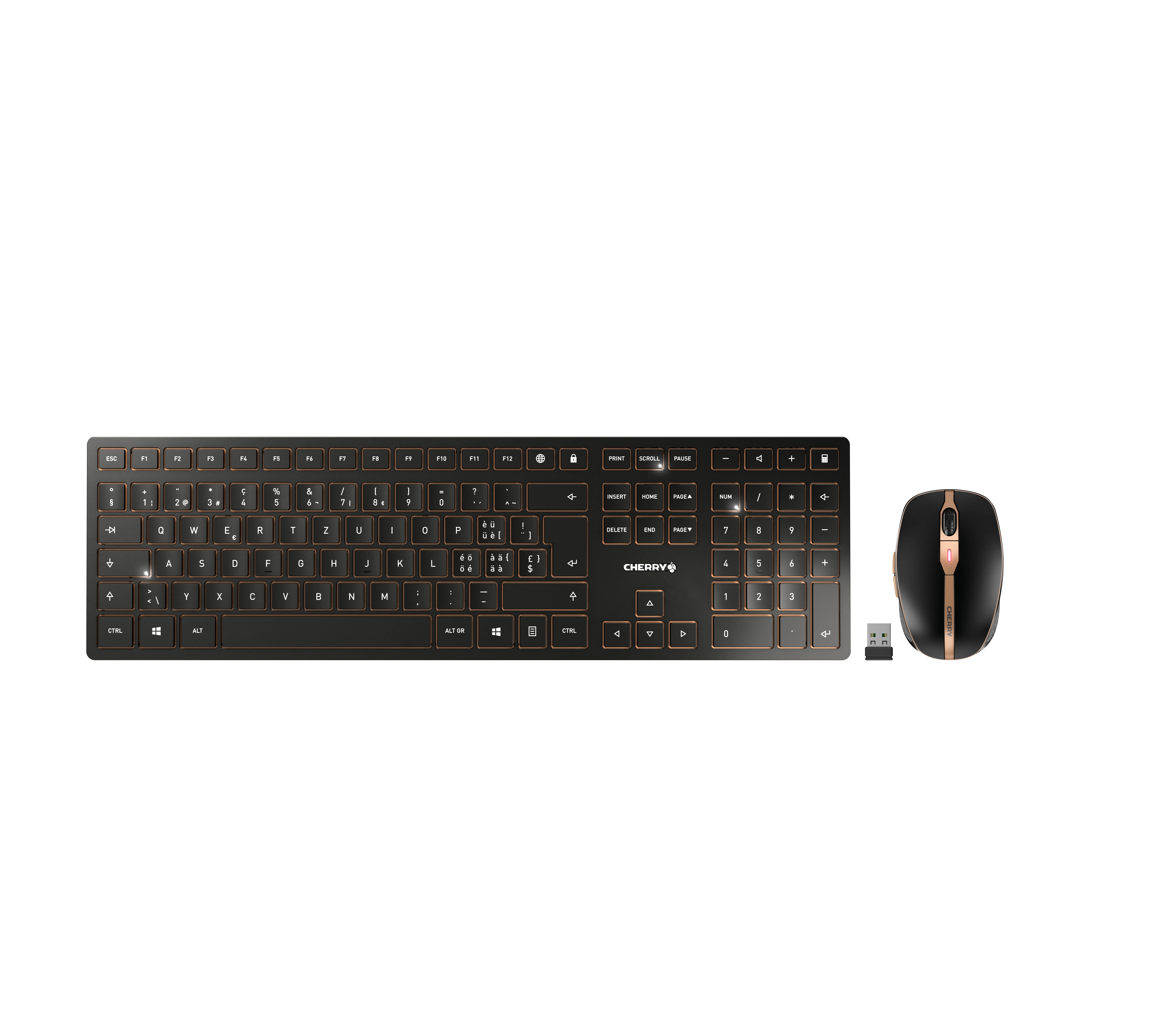 CHERRY DW 9100 SLIM Tastatur Maus enthalten Universal RF Wireless + Bluetooth QWERTZ Schweiz Schwarz