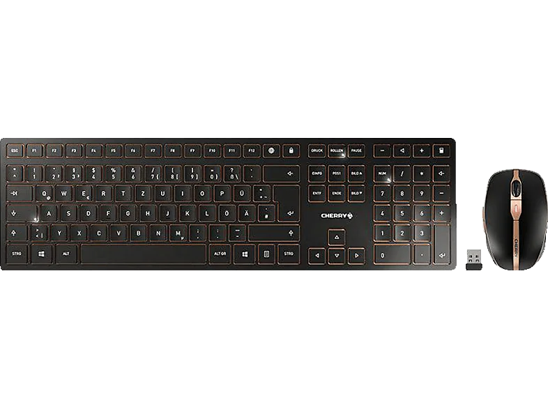 CHERRY DW 9100 SLIM, Tastatur & Maus Set, kabellos, Schwarz/Bronze