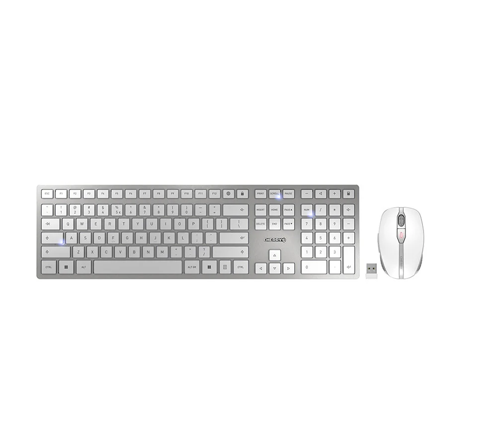 CHERRY DW 9100 SLIM Tastatur Maus enthalten Universal RF Wireless + Bluetooth QWERTY US Englisch Silber