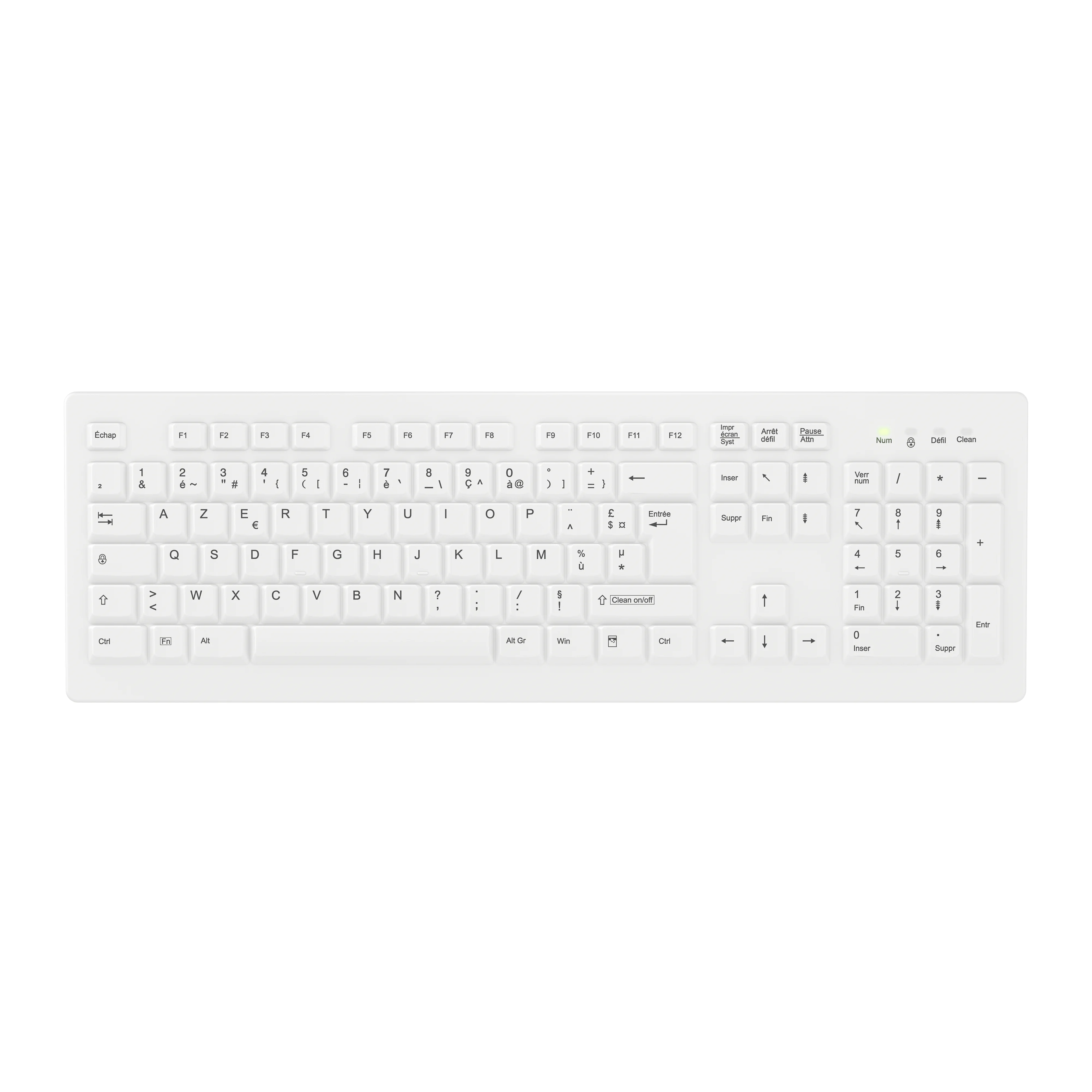 Contour Design Active Key AK-C8100F-FU1-W/FR Tastatur Medizinisch RF Wireless AZERTY Französisch Weiß