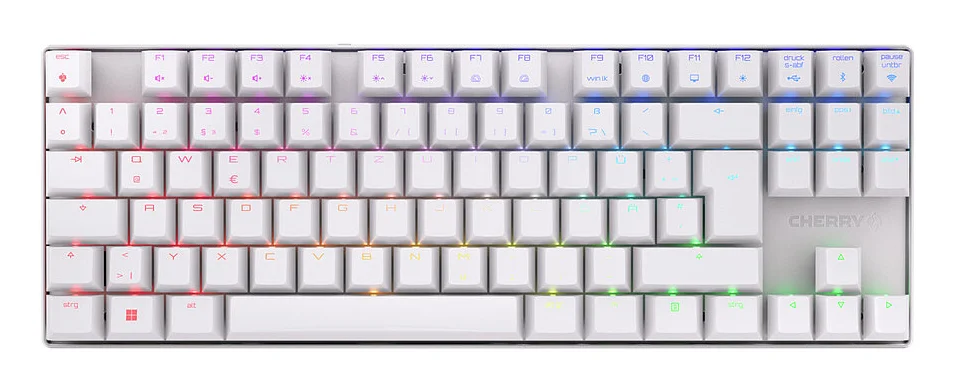 CHERRY MX 8.2 TKL Wireless RGB Tastatur Gaming USB + RF Wireless + Bluetooth QWERTZ Deutsch Weiß