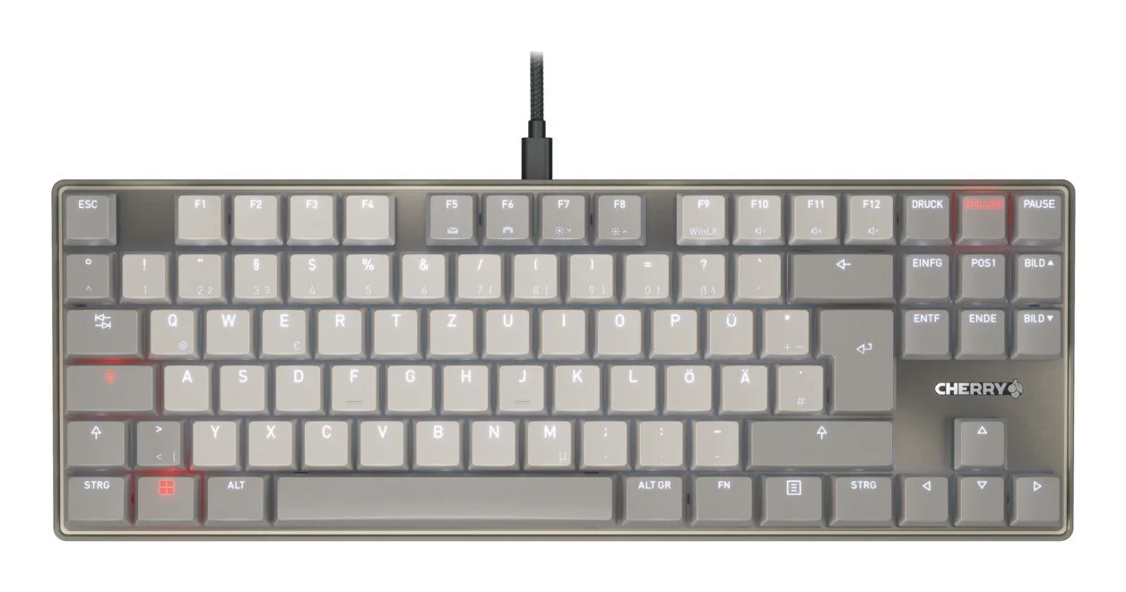 CHERRY KC 500 MX LP TKL Tastatur Heimbüro USB QWERTZ Deutsch Grau