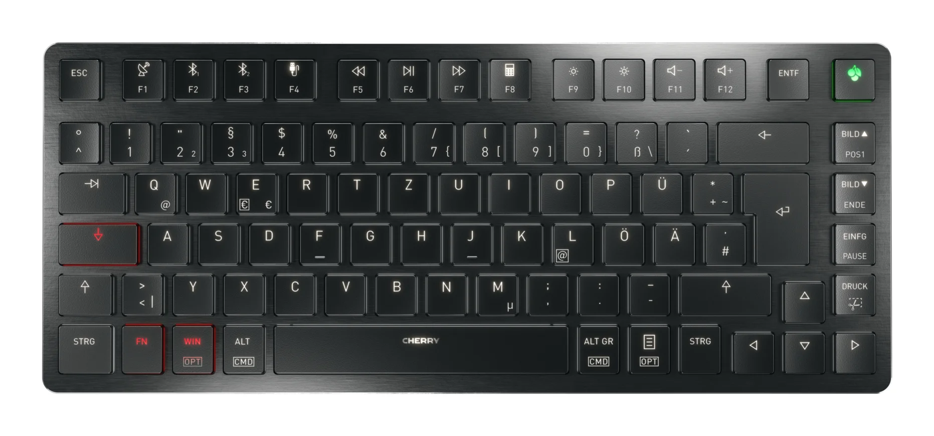 CHERRY KW X ULP 2.0 MINI Tastatur Heimbüro USB + RF Wireless + Bluetooth QWERTZ Deutsch Schwarz