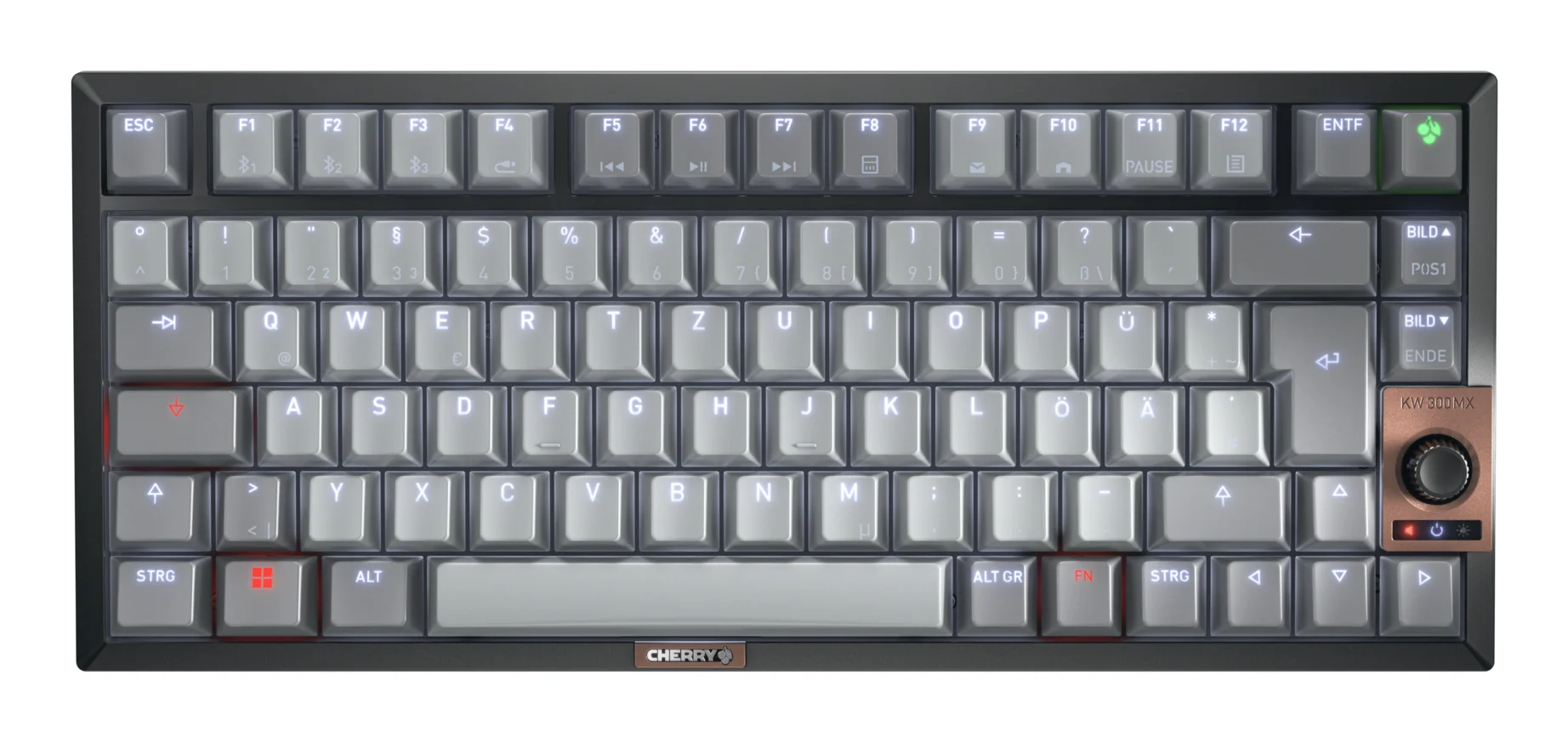 CHERRY KW 300 MX Tastatur Haus USB + Bluetooth QWERTZ Deutsch Schwarz, Kupfer, Grau