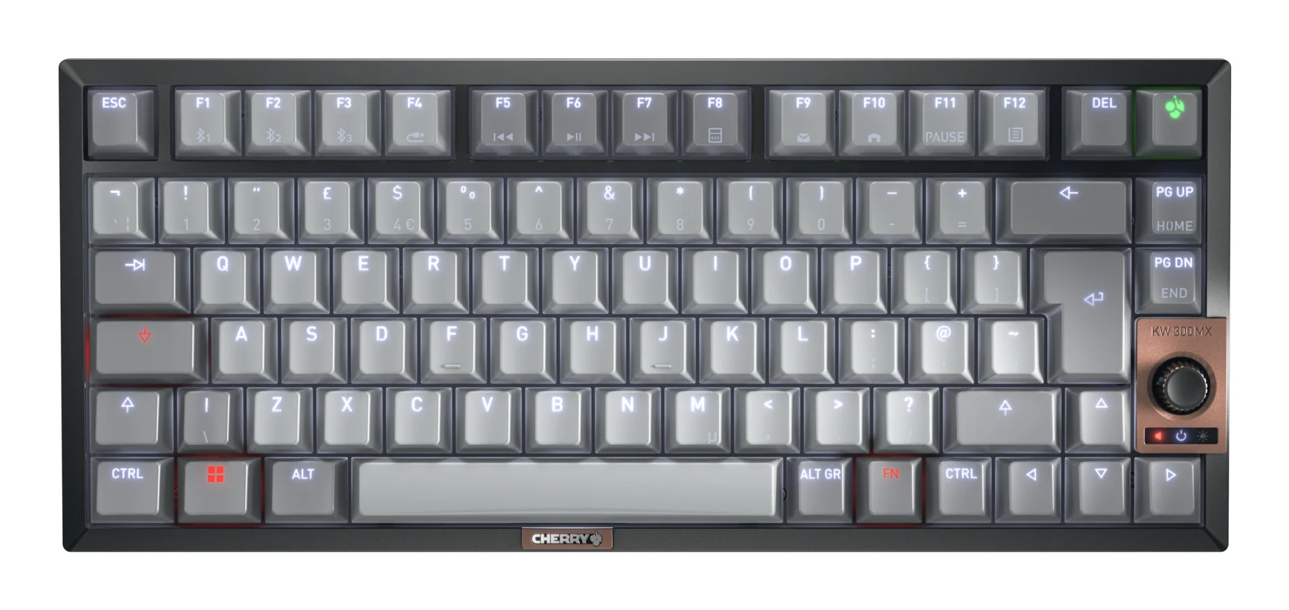 CHERRY KW 300W MX Tastatur Haus USB + Bluetooth QWERTY UK Englisch Schwarz, Kupfer, Grau