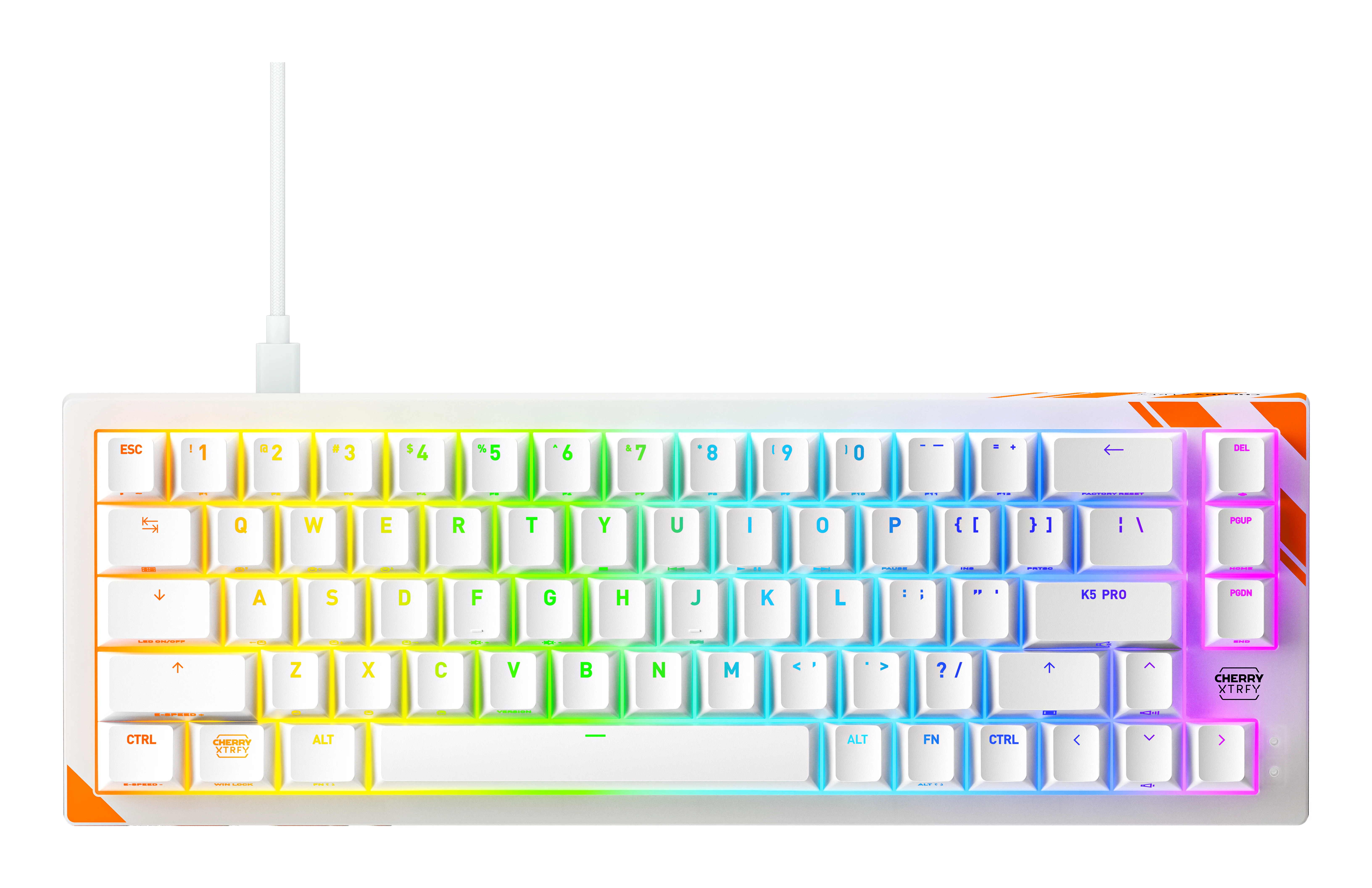 CHERRY K5 PRO TMR COMPACT Tastatur Gaming USB QWERTY US Englisch Orange, Weiß