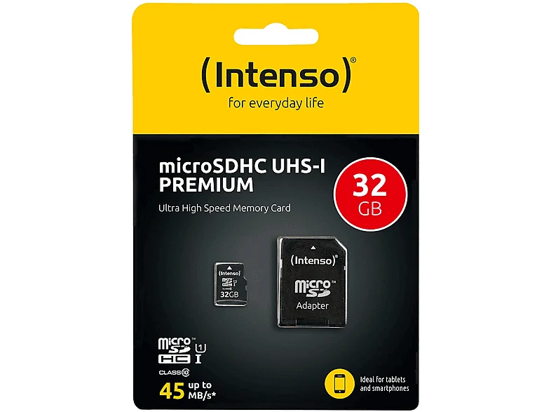 INTENSO Klasse 10 UHS-1, Micro-SD Speicherkarte, 32 GB