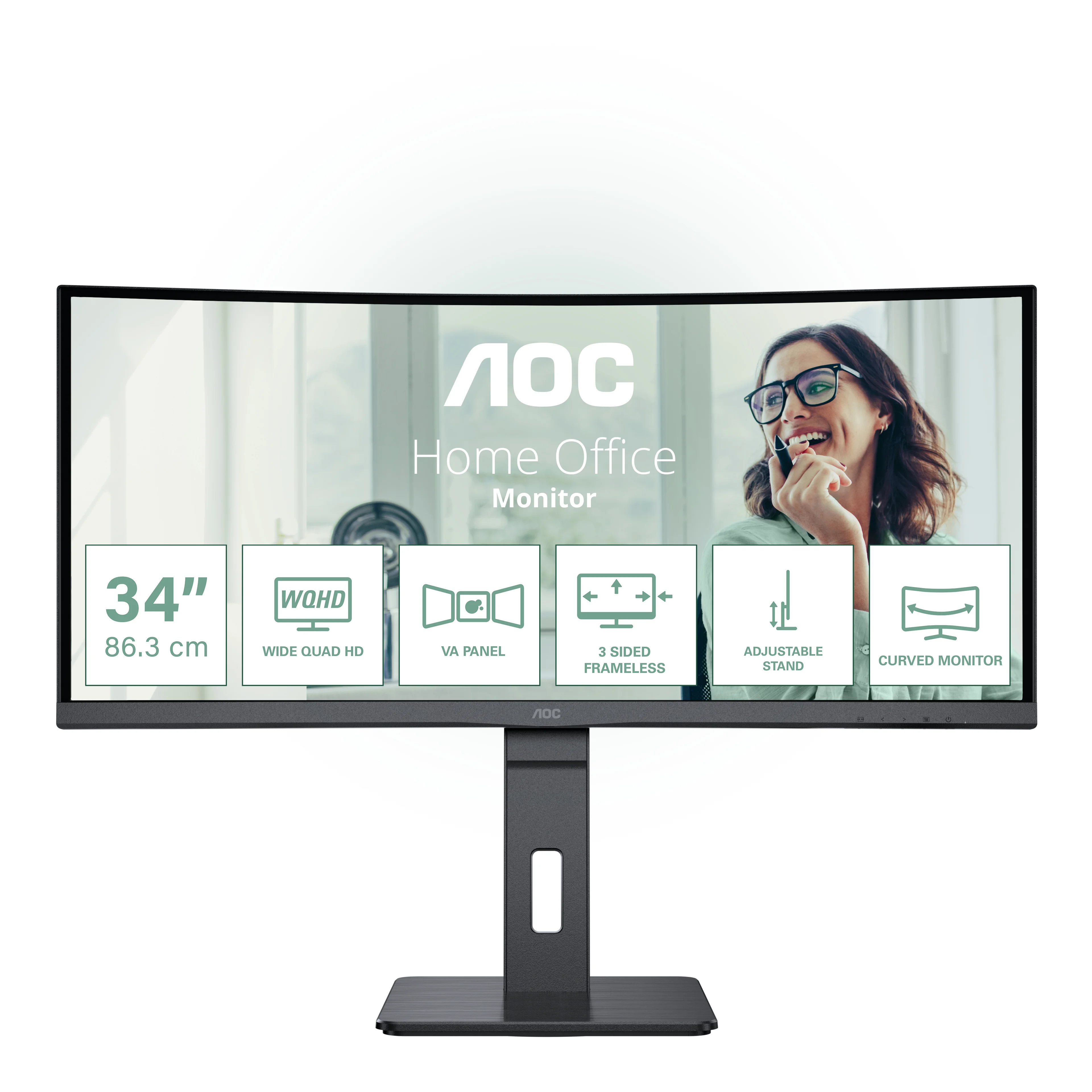 AOC CU34P3CV Computerbildschirm 86,4 cm (34") 3440 x 1440 Pixel UltraWide Quad HD LED Schwarz