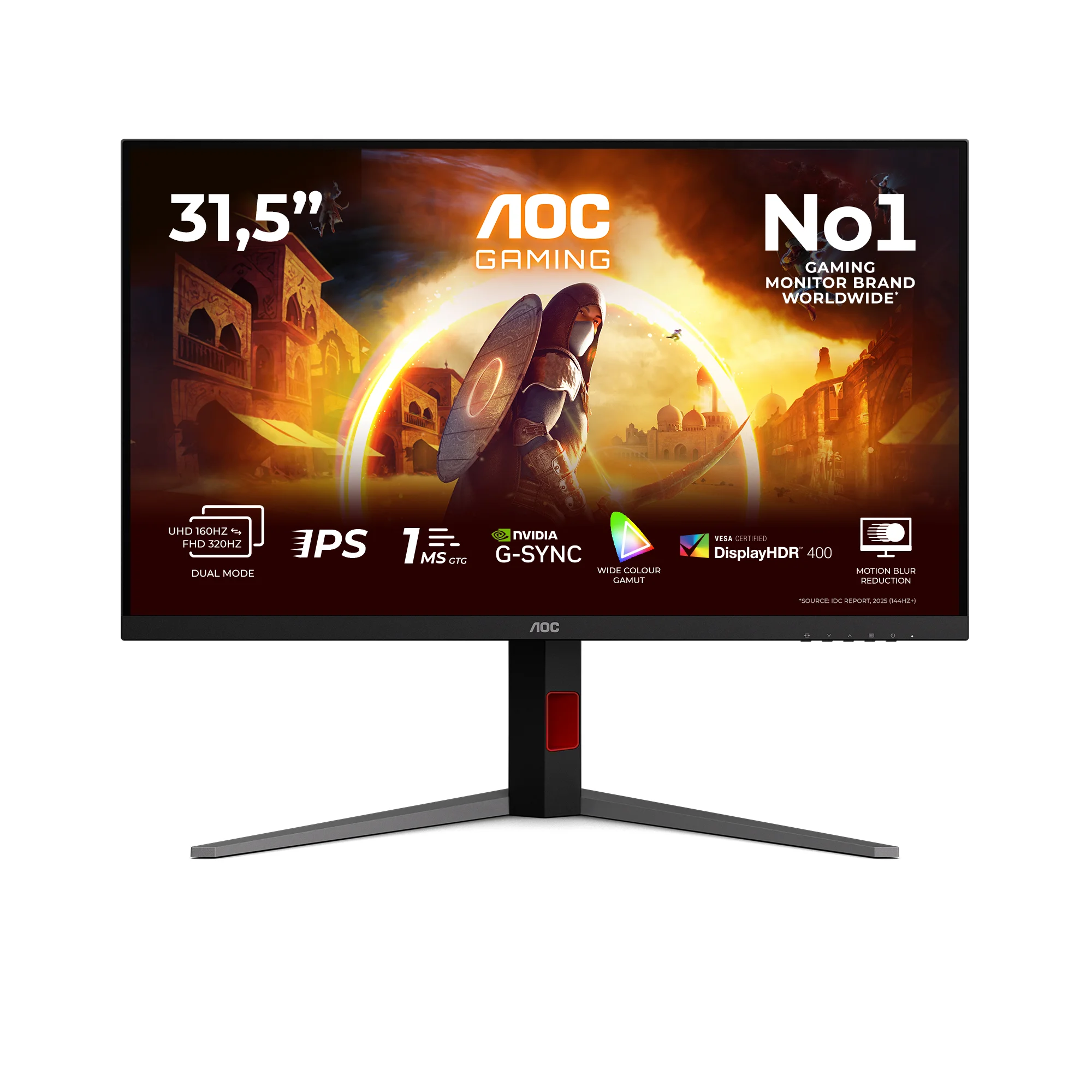 AOC G4 U32G4U Computerbildschirm 80 cm (31.5") 3840 x 2160 Pixel 4K Ultra HD Schwarz, Rot