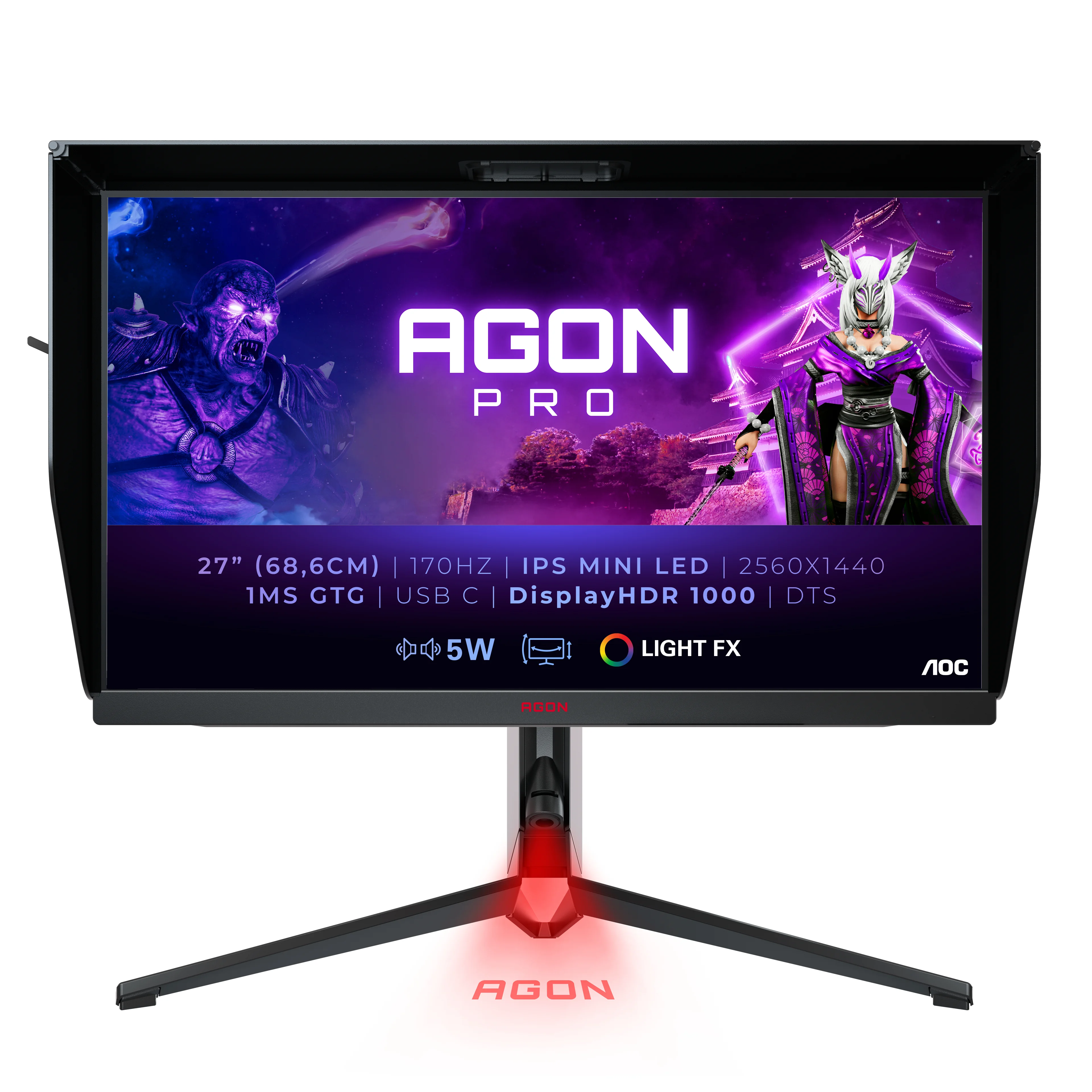 AOC AG274QXM Computerbildschirm 68,6 cm (27") 2560 x 1440 Pixel Quad HD LED Schwarz, Rot