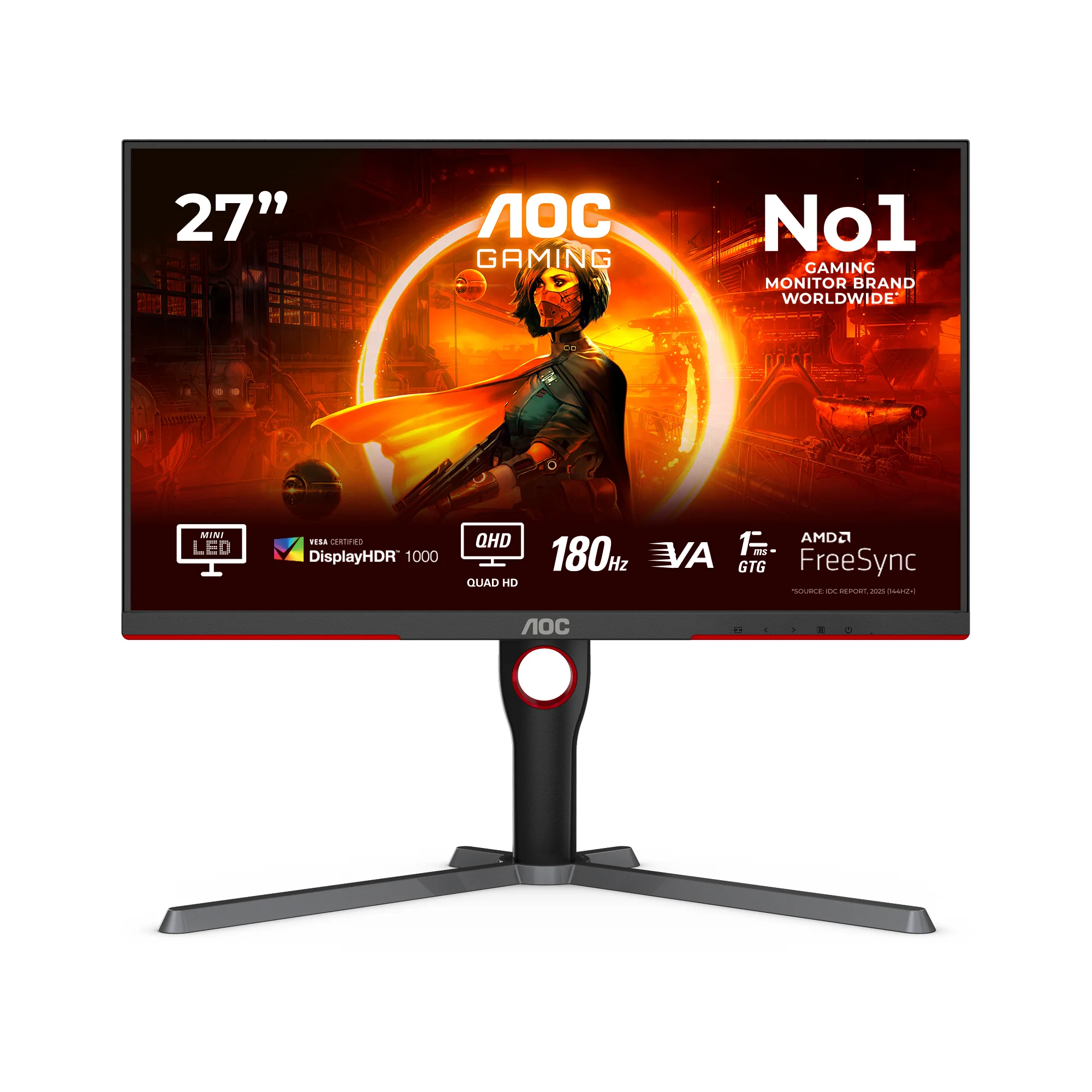 AOC G3 Q27G3XMN/BK Computerbildschirm 68,6 cm (27") 2560 x 1440 Pixel 2K Ultra HD LED Schwarz, Rot