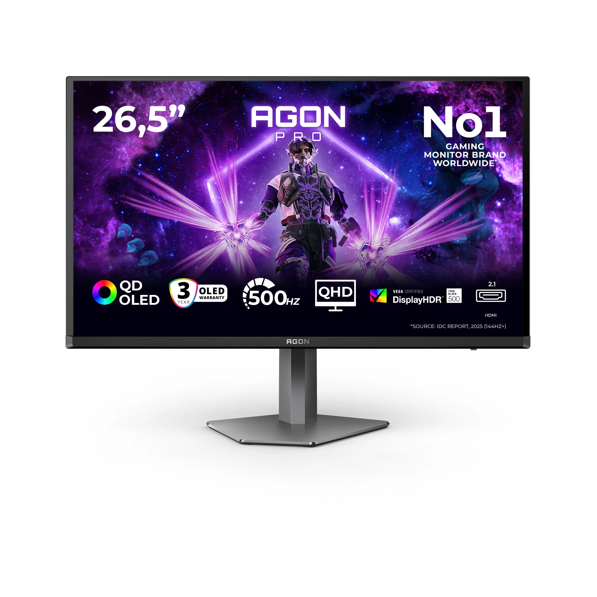 AOC AGON PRO AG276QKD2 Computerbildschirm 67,3 cm (26.5") 2560 x 1440 Pixel Quad HD QD-OLED Schwarz, Grau