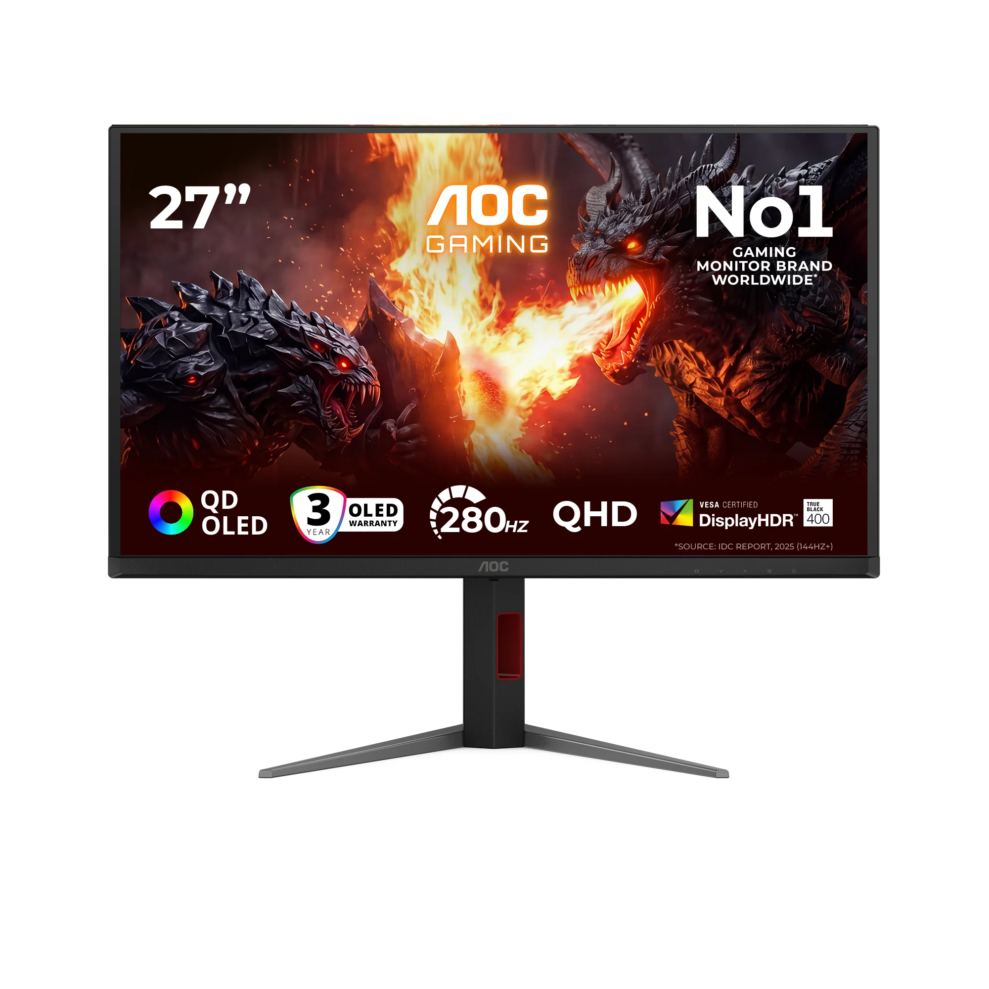 AOC G4 Q27G4ZD/69 Computerbildschirm 67,3 cm (26.5") 2560 x 1440 Pixel Schwarz, Rot