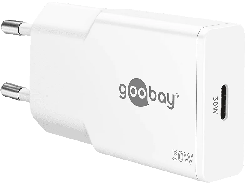 GOOBAY USB-C™ PD GaN Schnellladegerät Slim (30 W), Universal, Weiß