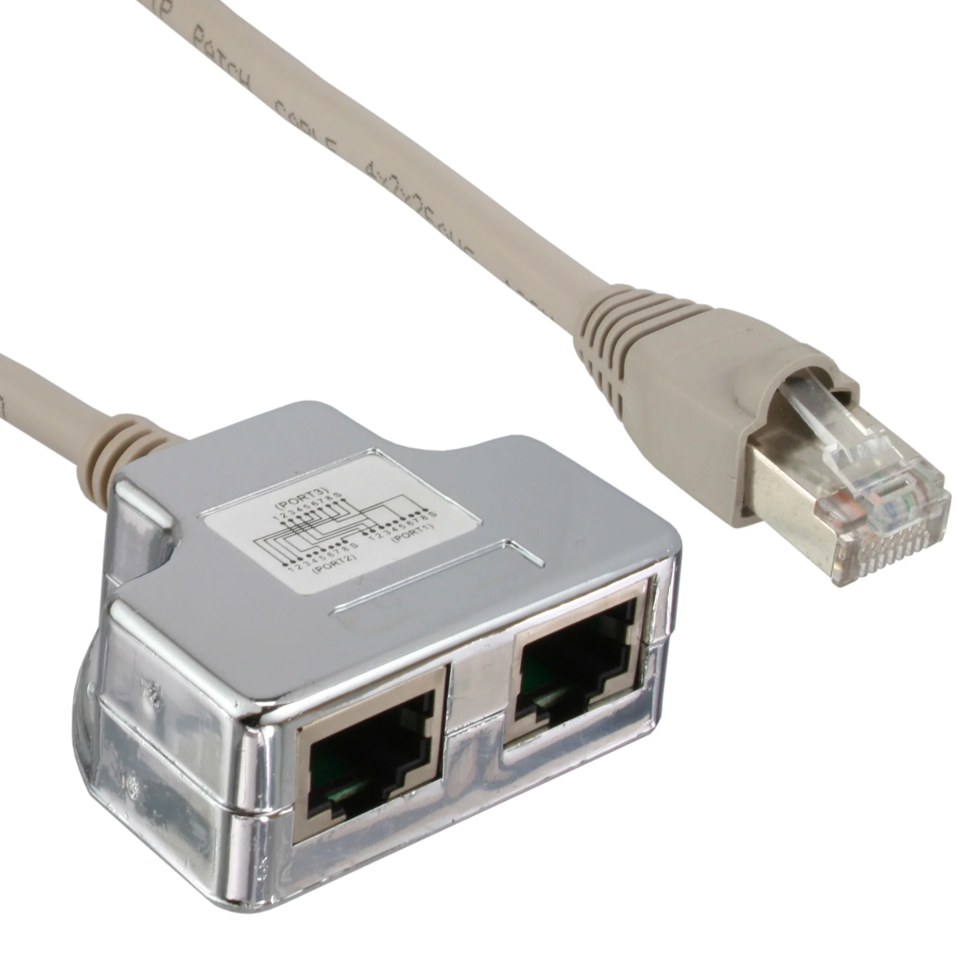 InLine Cat.5e T-Adapter (Port-Doppler), RJ45 Stecker an 2x RJ45 Buchse 0,15m
