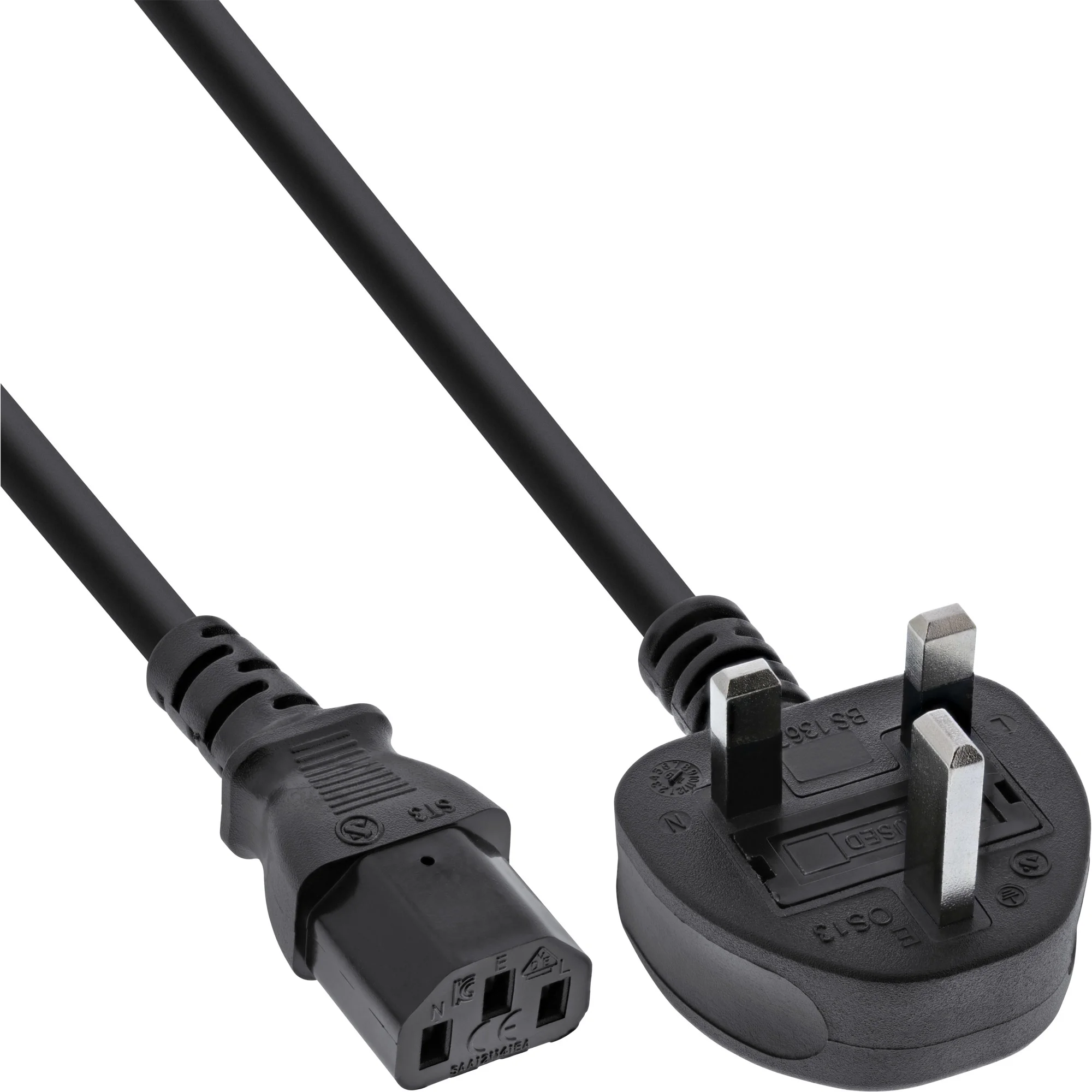 InLine Netzkabel, Netzstecker England auf Kaltgerätestecker C13, 1,8m