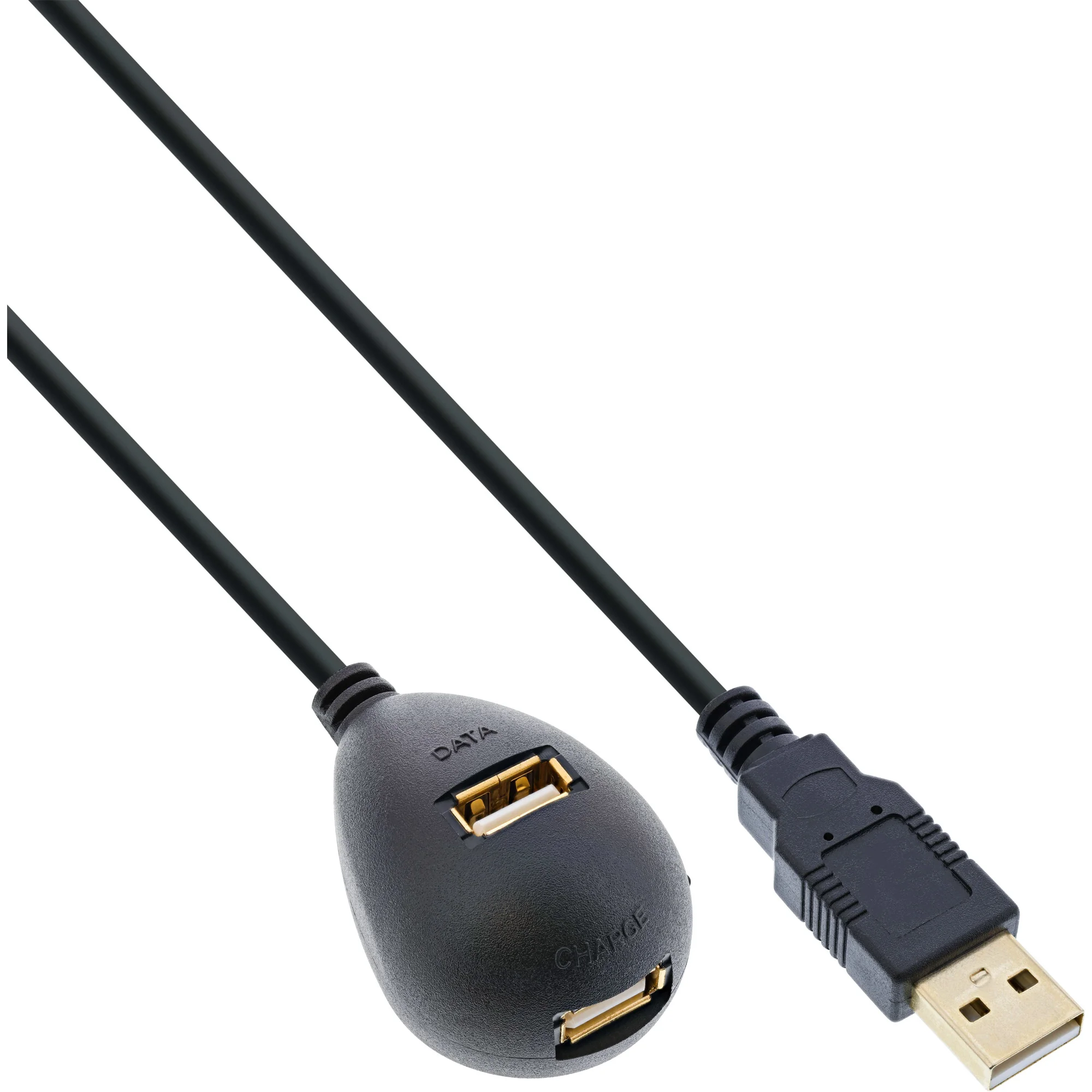 InLine USB 2.0 Verlängerung, ST / BU, Typ A, schwarz, mit Standfuss, 2m