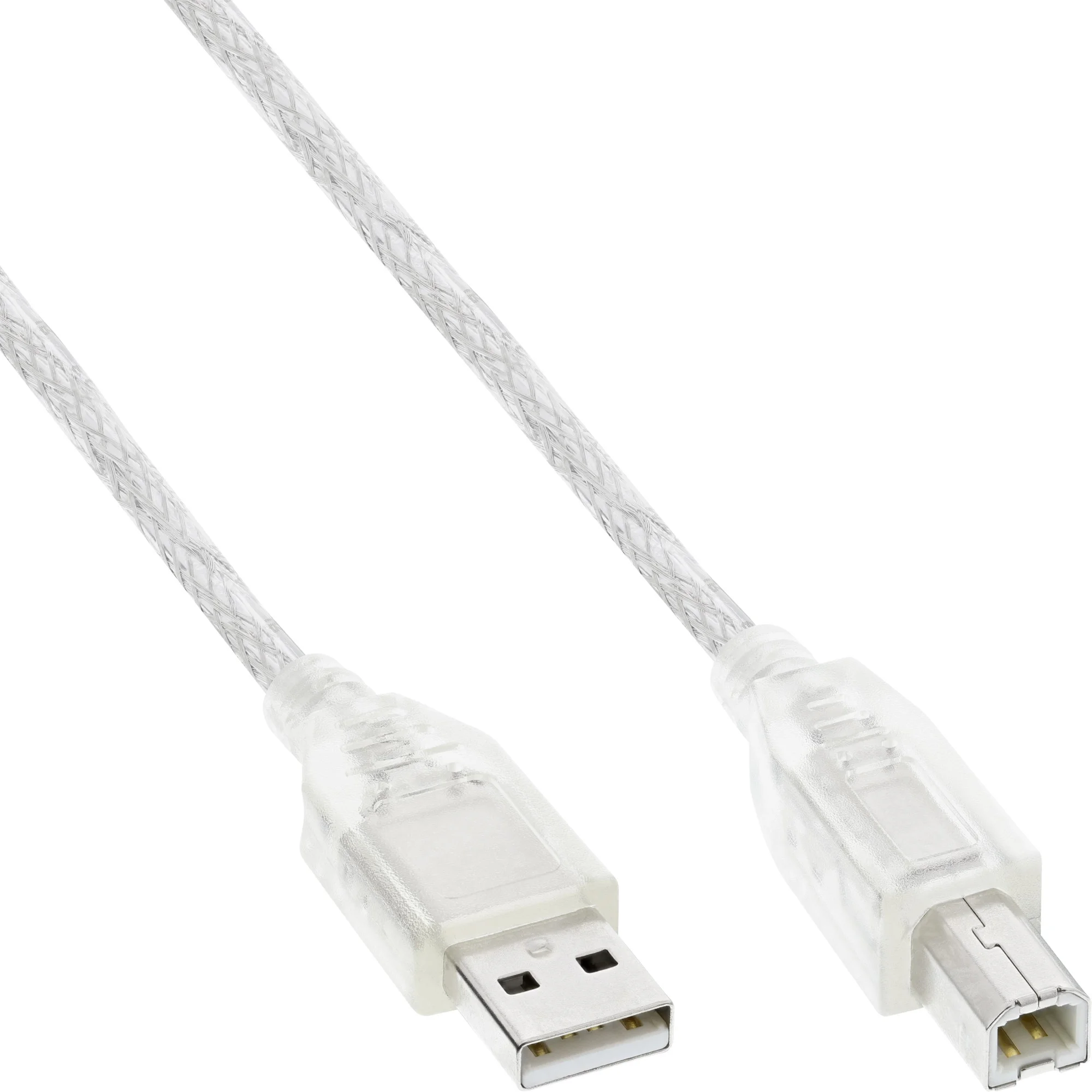 InLine USB 2.0 Kabel, A an B, transparent, 10m