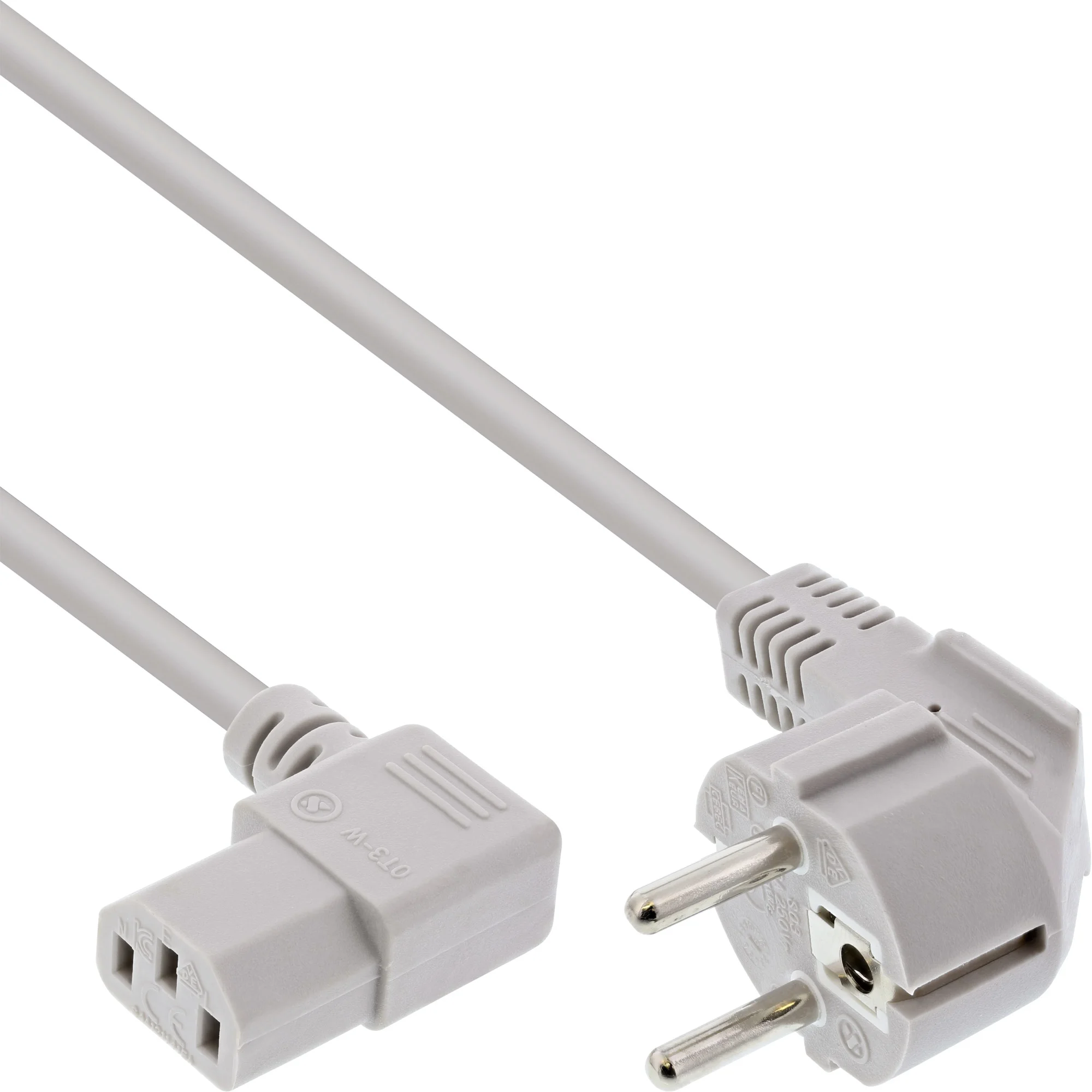 InLine Netzkabel, Schutzkontakt gew. auf Kaltgerätest. C13 rechts gew. gr. 1,8m