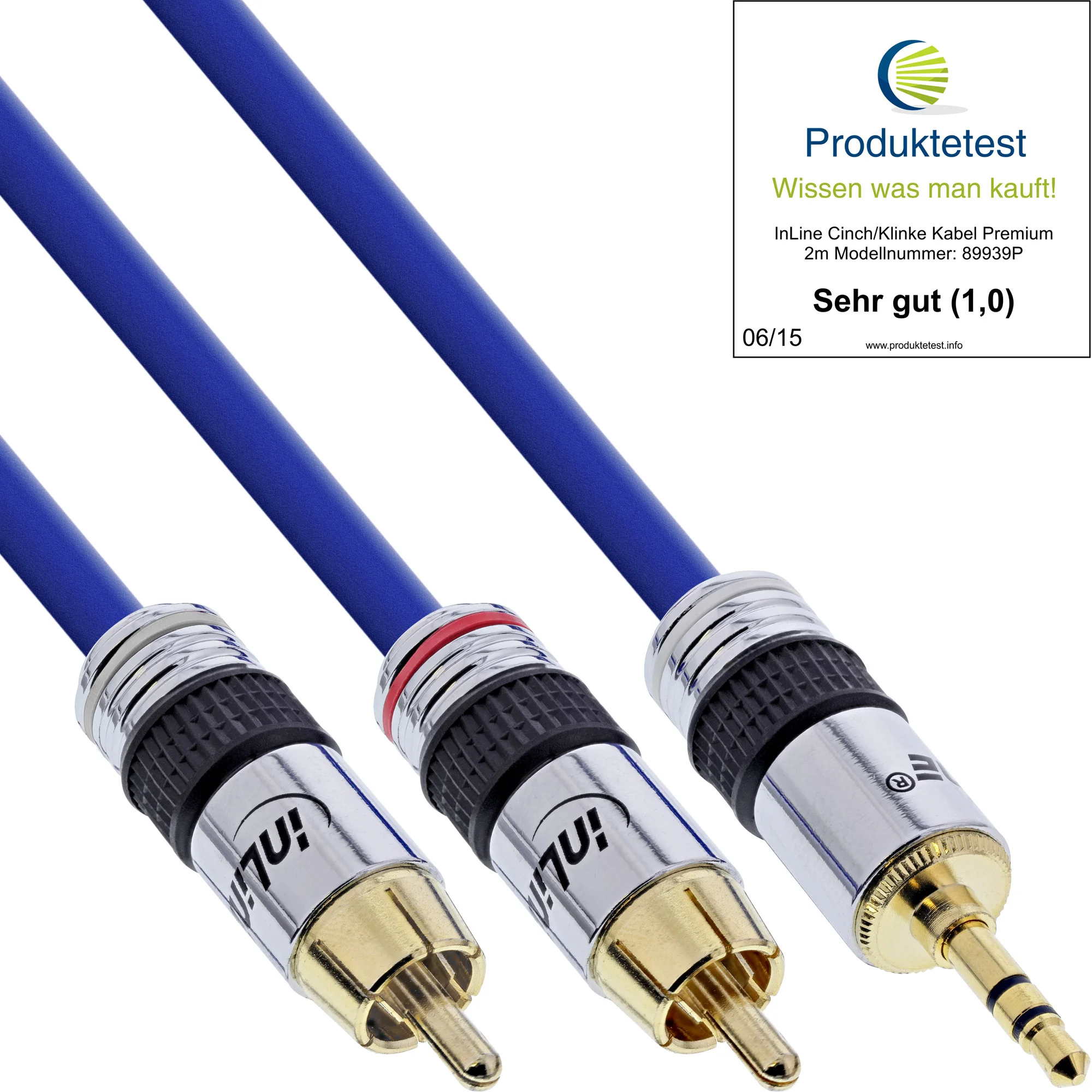 InLine Cinch/Klinke Kabel, PREMIUM, 2x Cinch Stecker an 3,5mm Klinke, 25m