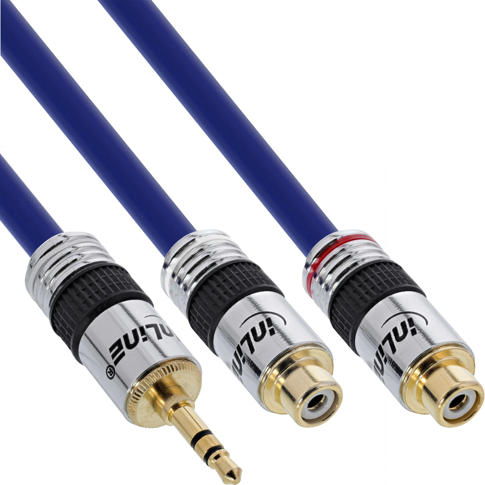 InLine Cinch/Klinke Kabel, PREMIUM, 2x Cinch Buchse an 3,5mm Klinke St., 0,25m
