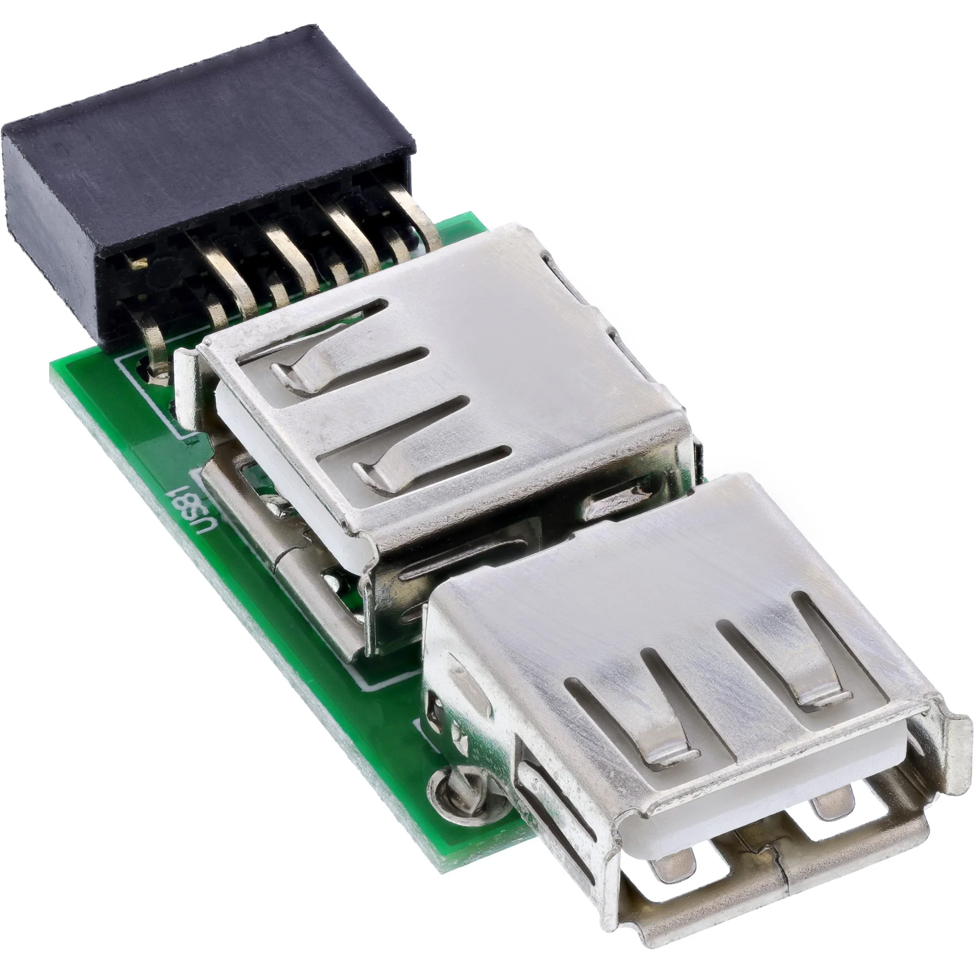 InLine USB 2.0 Adapter, 2x Buchse A auf Pfostenanschluss