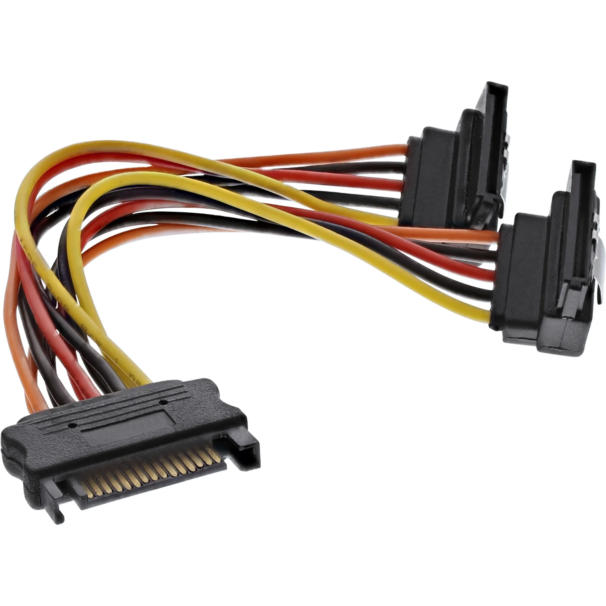 InLine SATA Strom-Y-Kab., SATA BU/2x SATA ST gew., m. Sicherheitslaschen, 0,15m