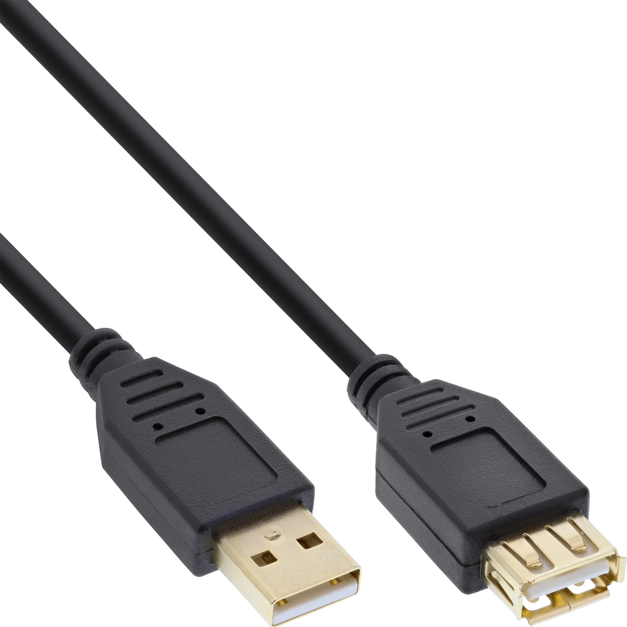 InLine USB 2.0 Verlängerung, ST / BU, Typ A, schwarz, Kontakte gold, 3m