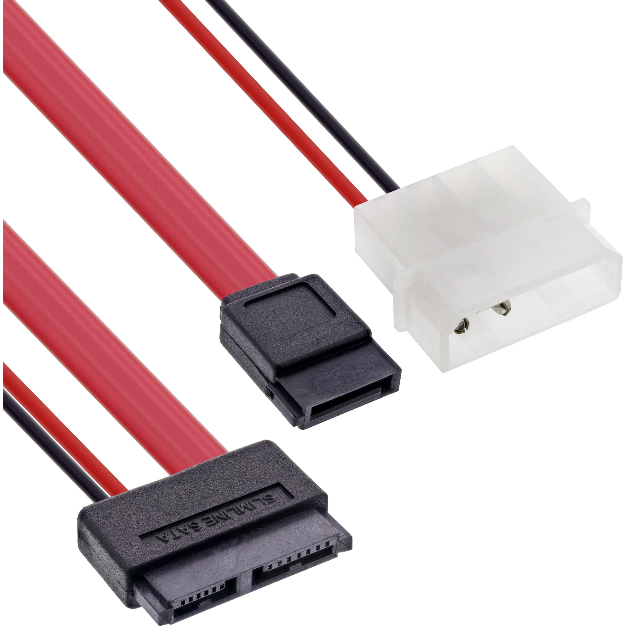 InLine Slimline SATA Kabel, Slimline SATA ST 13pol. (7+6) zu SATA + Strom, 0,4m