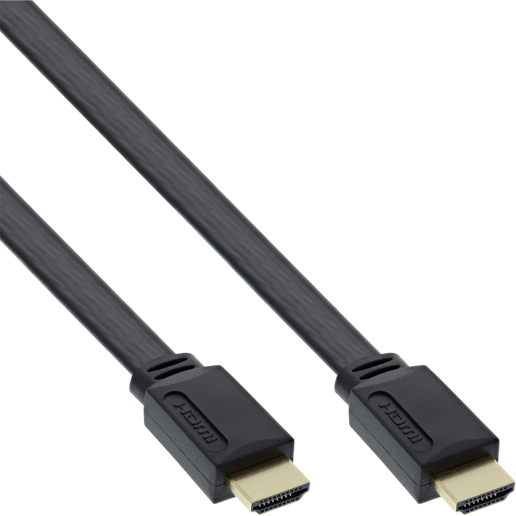 InLine HDMI-High Speed Flachkabel mit Ethernet, verg. Kontakte, schwarz, 10m