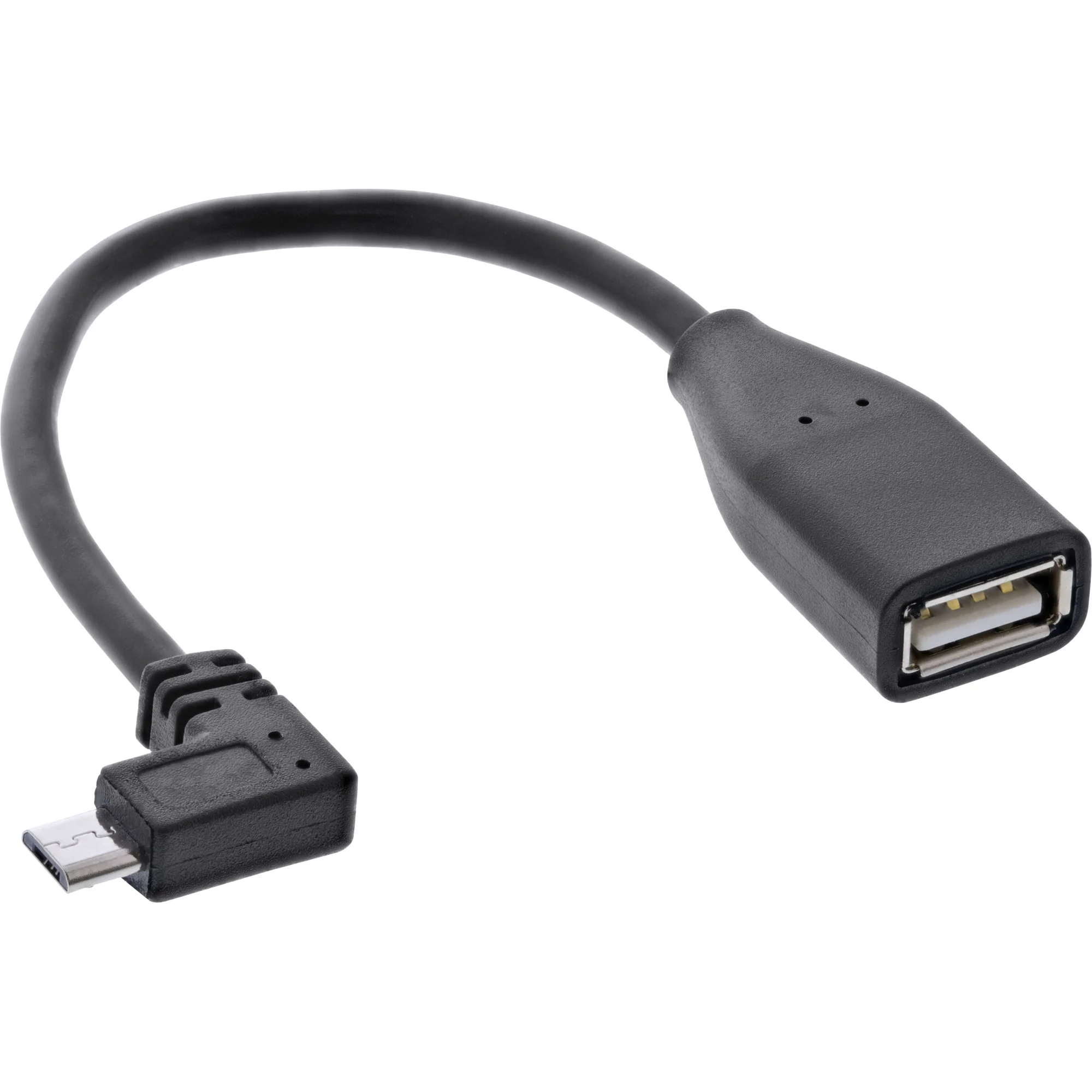InLine Micro-USB OTG Adapterkabel, Micro-B ST gewinkelt an USB A BU, 0,1m