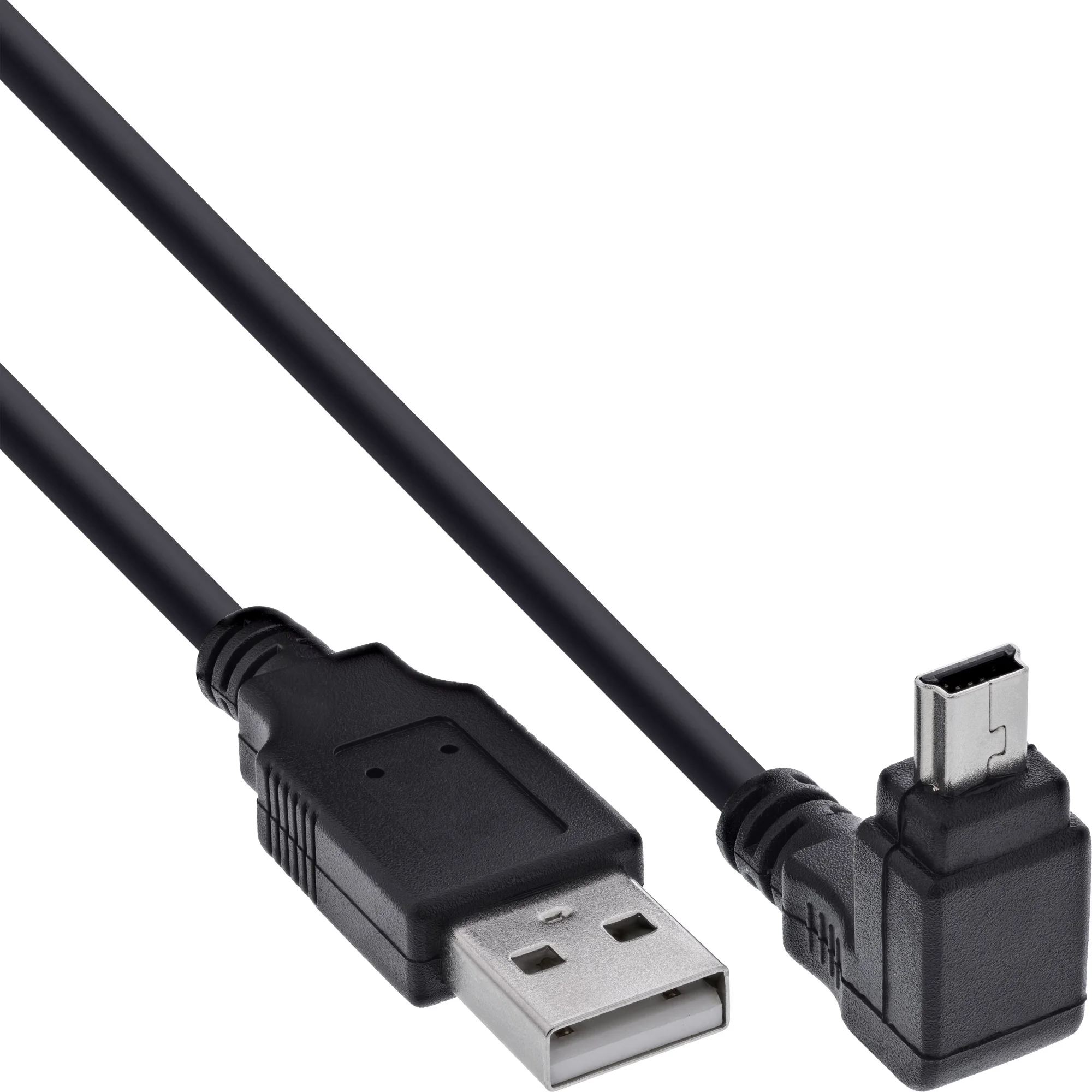 InLine USB 2.0 Mini-Kabel, ST A/Mini-B ST (5pol) oben abgew. 90°, schwarz, 1m