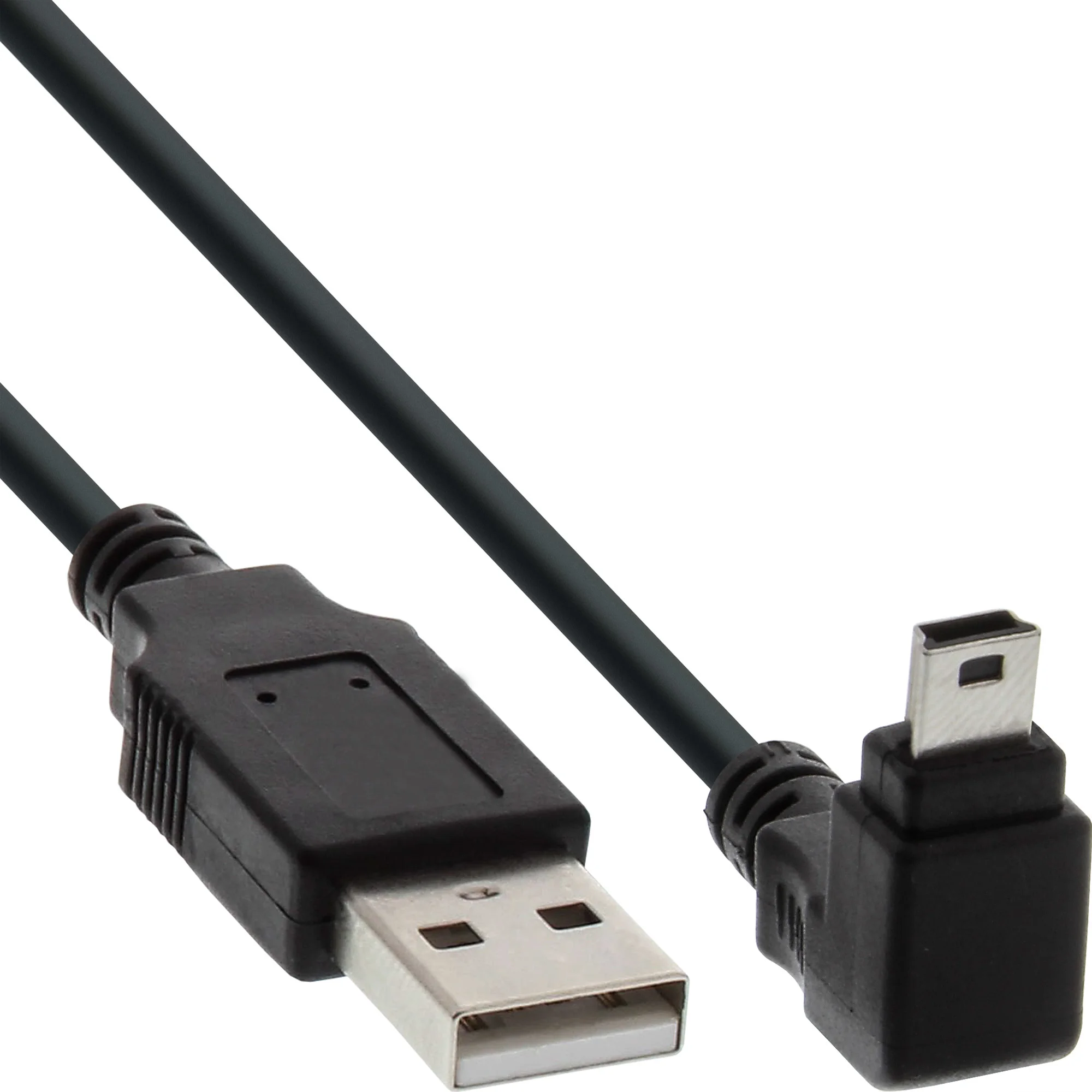 InLine USB 2.0 Mini-Kabel, ST A/Mini-B ST 5pol, unten abgew. 90°, schwarz, 3m