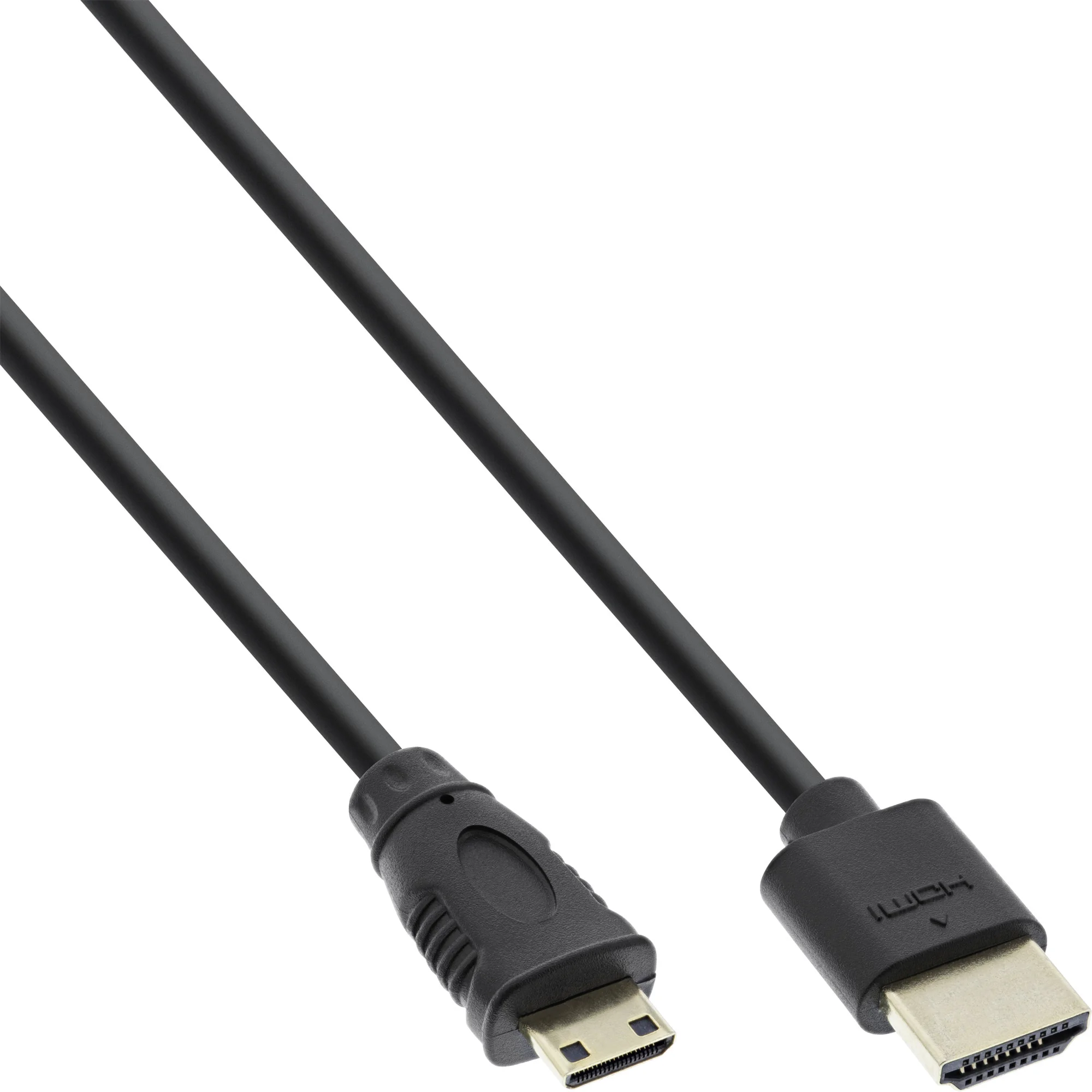 InLine HDMI Superslim Kabel A an C, HS mit Eth., Premium, schwarz / gold, 1,8m