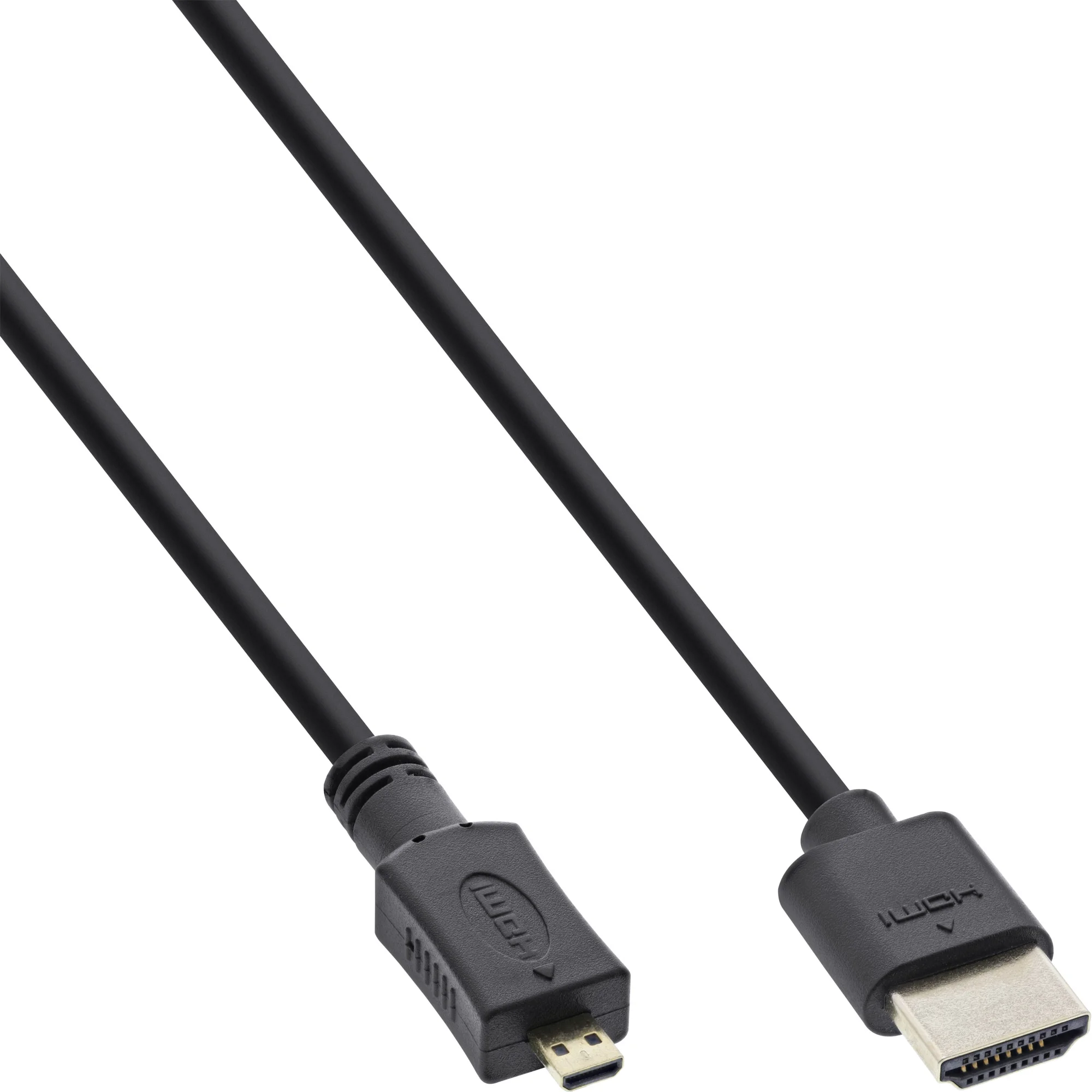 InLine HDMI Superslim Kabel A an D, HS mit Eth., Premium, schwarz / gold, 1,5m