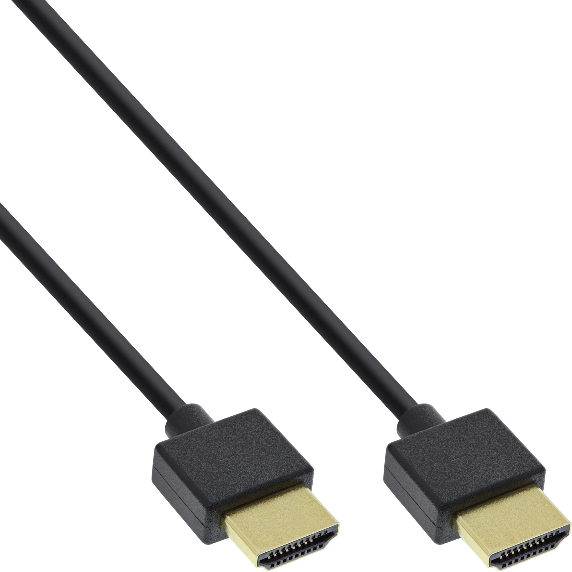 InLine HDMI Superslim Kabel A an A, HS mit Eth., Premium, schwarz / gold, 0,5m
