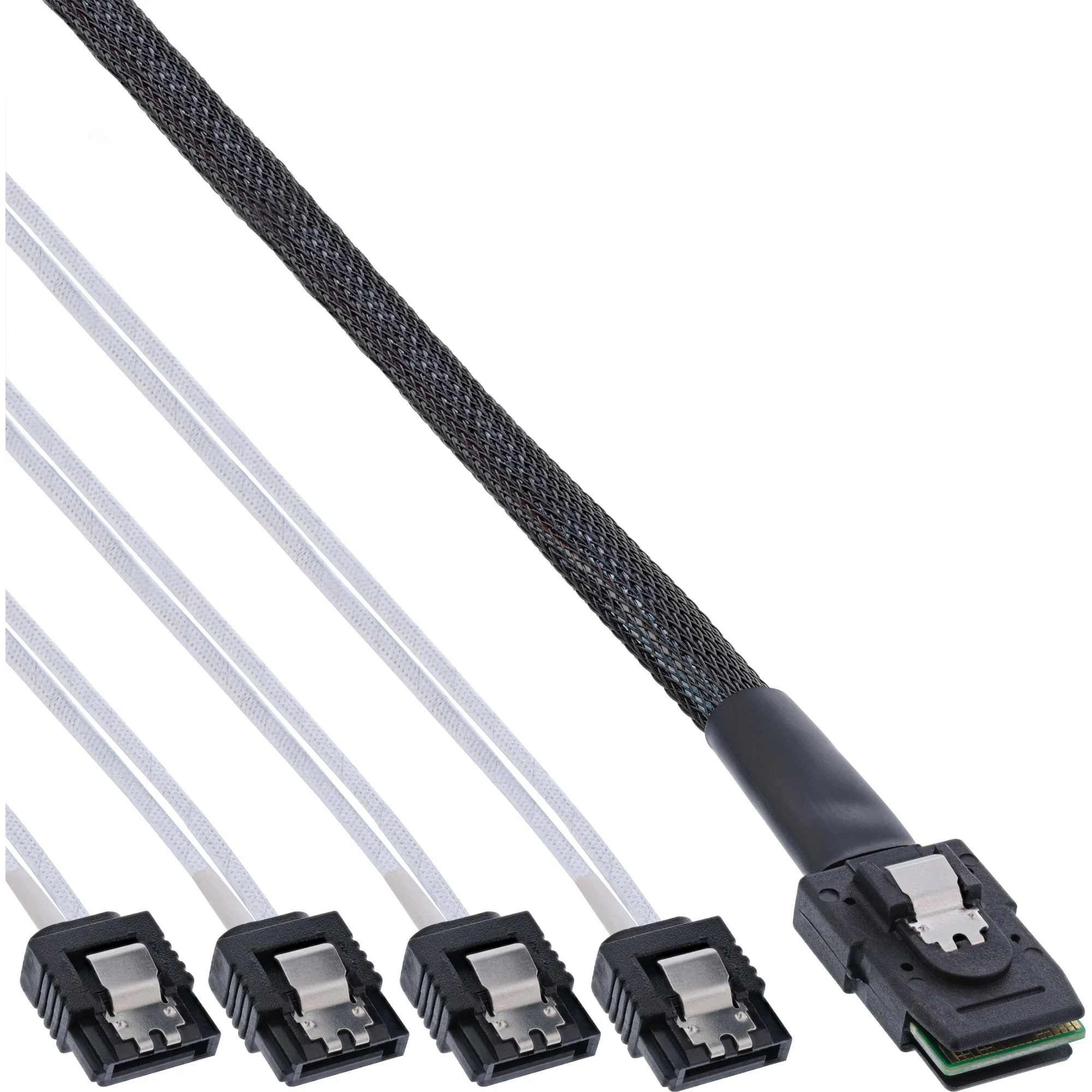 InLine SAS Anschlusskabel, Mini-SAS SFF-8087 an 4x SATA, 1:1, OCR, 1m