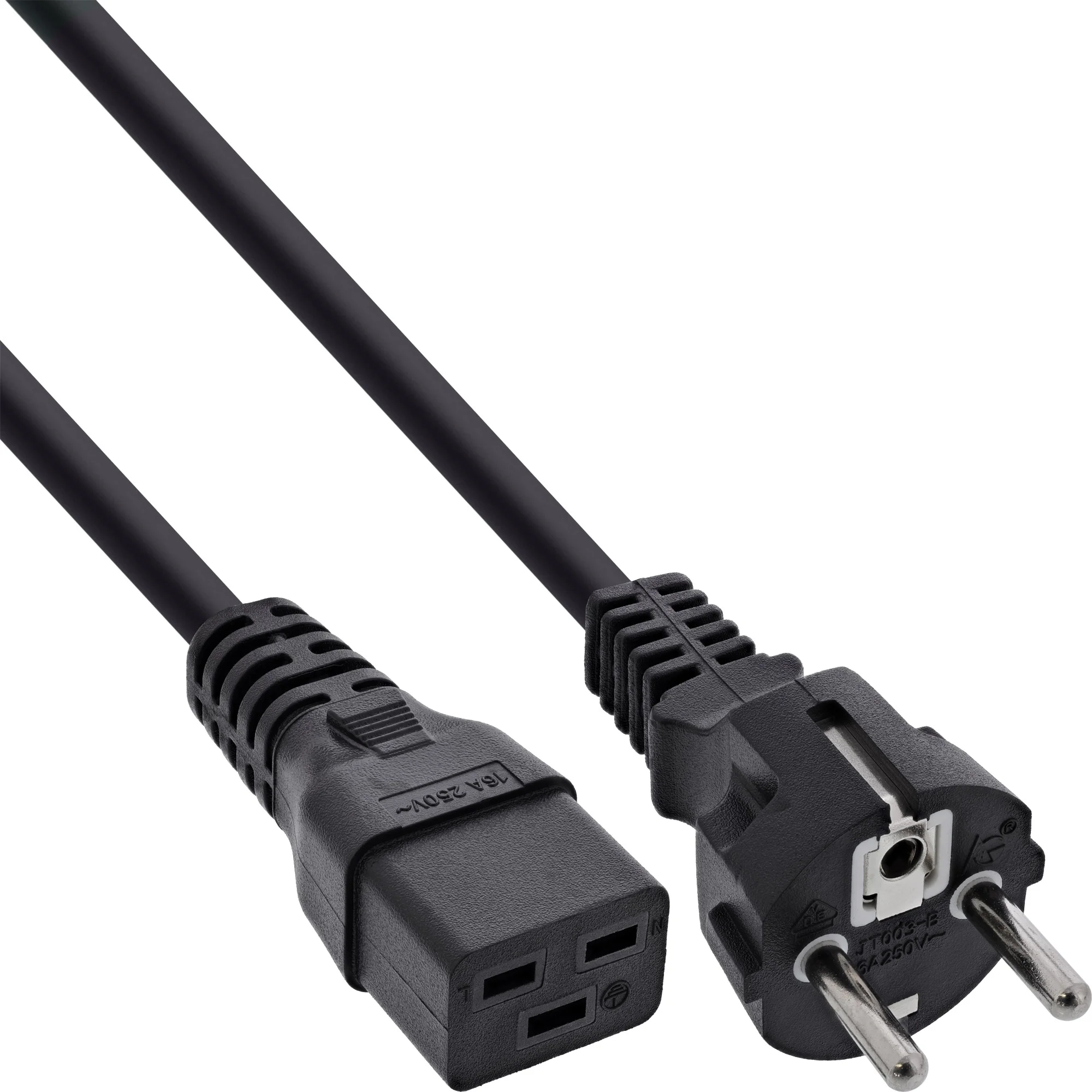 InLine Netzkabel 16A, Schutzkontakt gerade / Kaltgerätestecker IEC320/C19, 5m