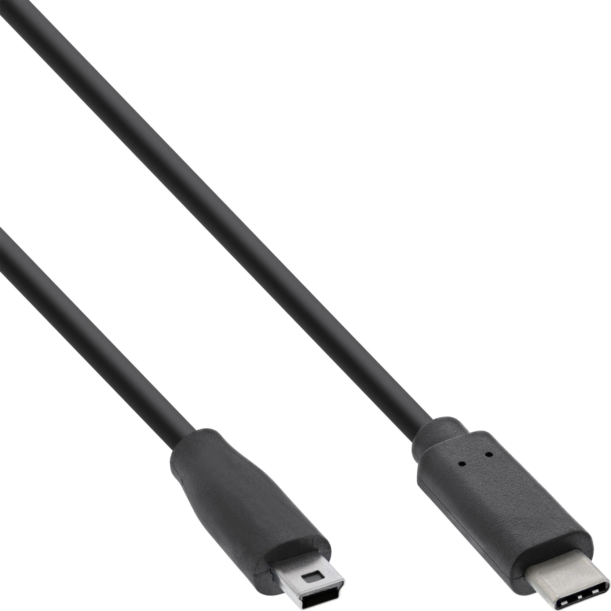 InLine USB 2.0 Kabel, USB-C Stecker an Mini-B Stecker, schwarz, 1m