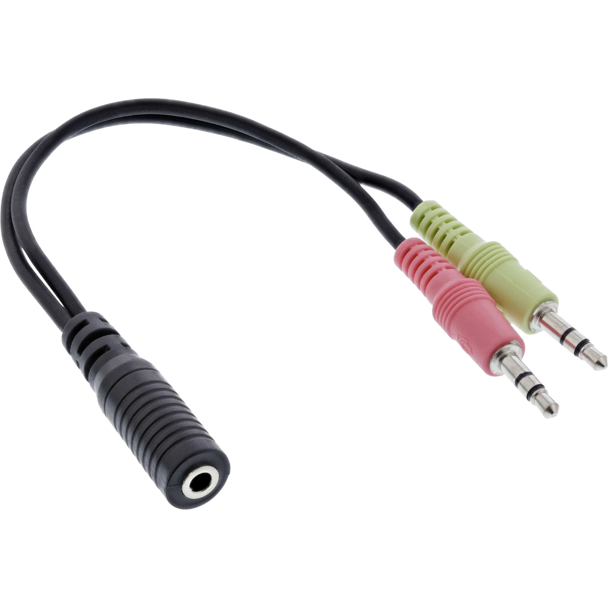 InLine Audio Headset Adapterkabel, 2x 3,5mm Stecker an 3,5mm Buchse CTIA, 0,15m