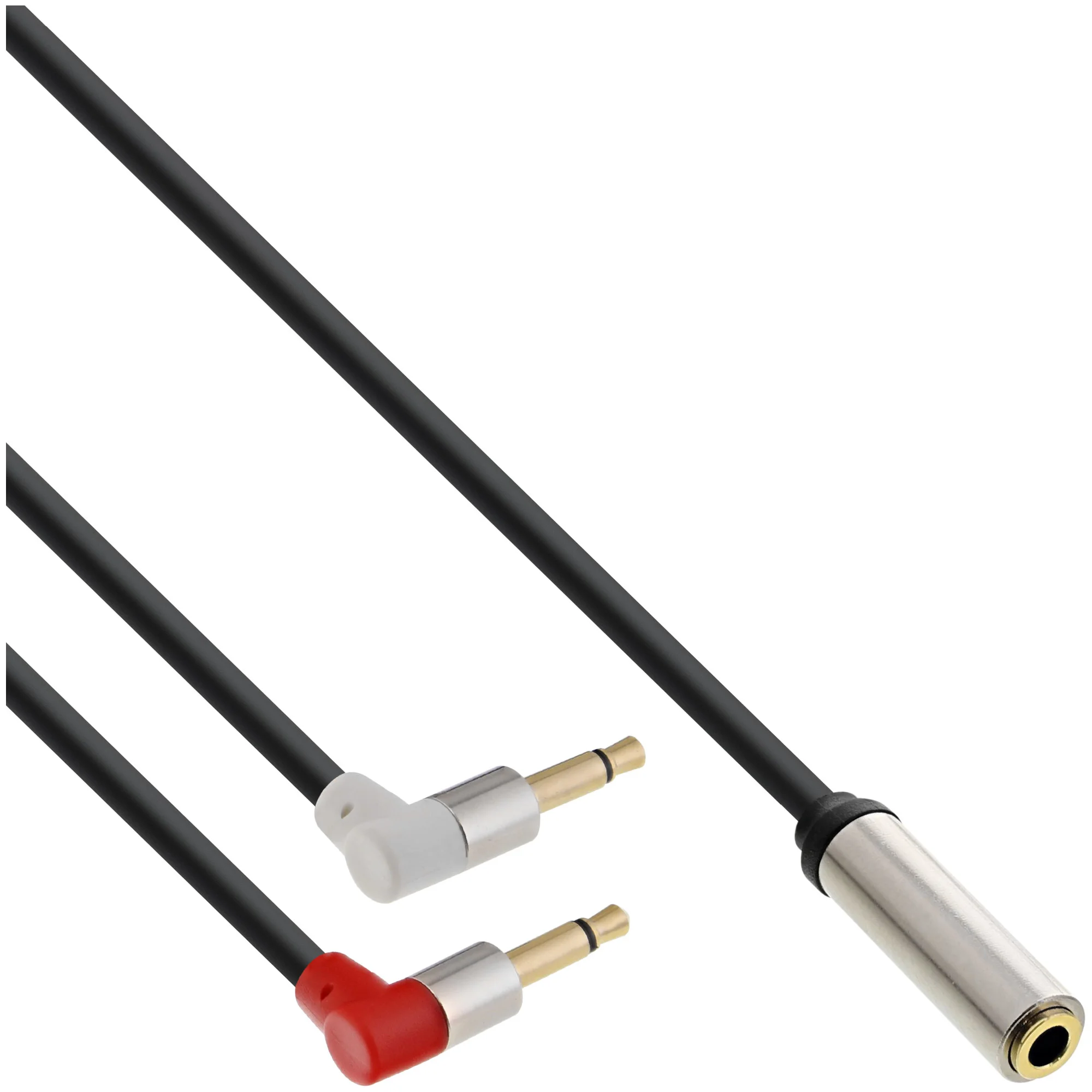 InLine Slim Audio Kopfh. Flugz.-Adapterkab., 2x3,5mm ST / 3,5mm BU 3pol., 0,15m