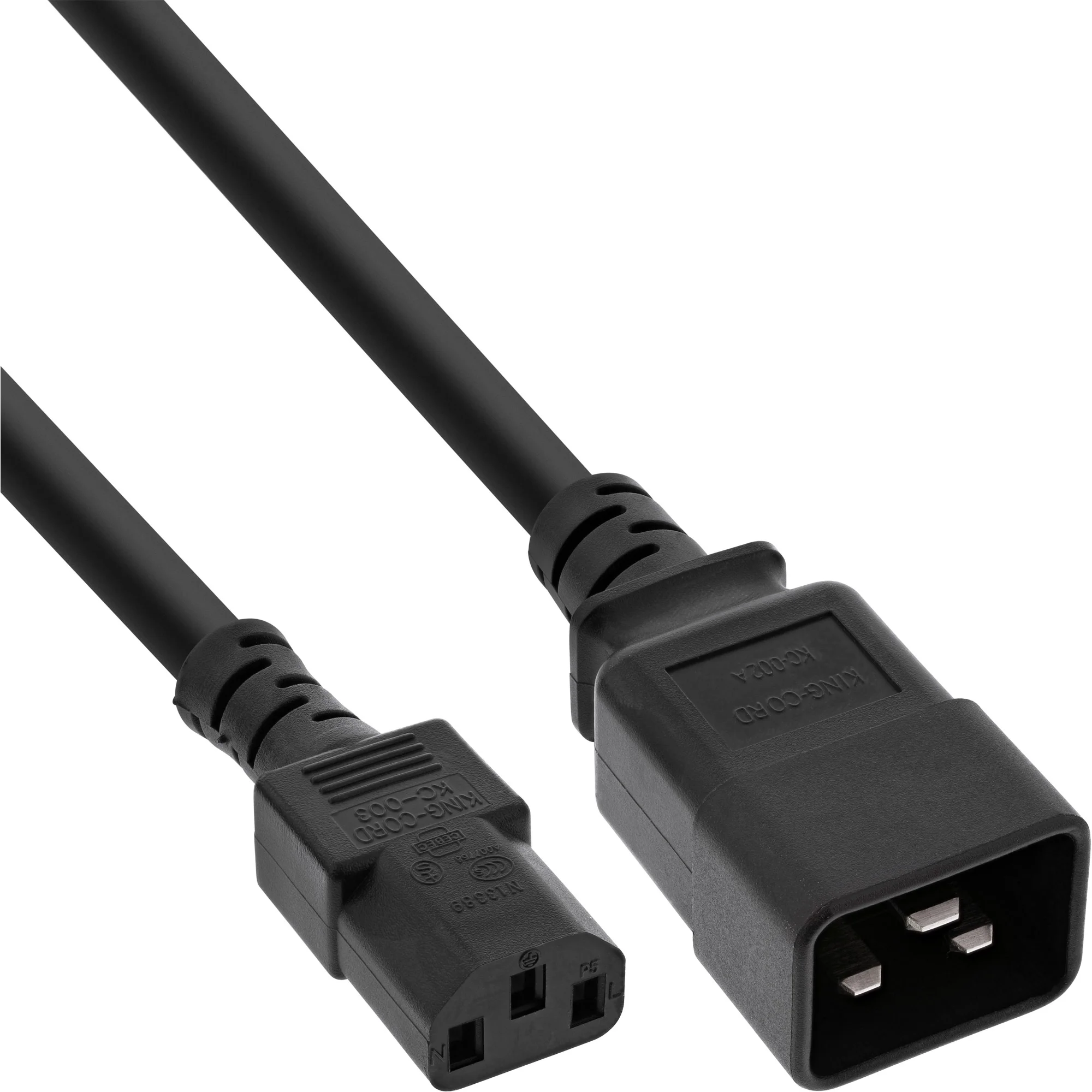 InLine Netz Adapterkabel, IEC-60320 C20 auf C13, 3x1,5mm², max 10A, 1m