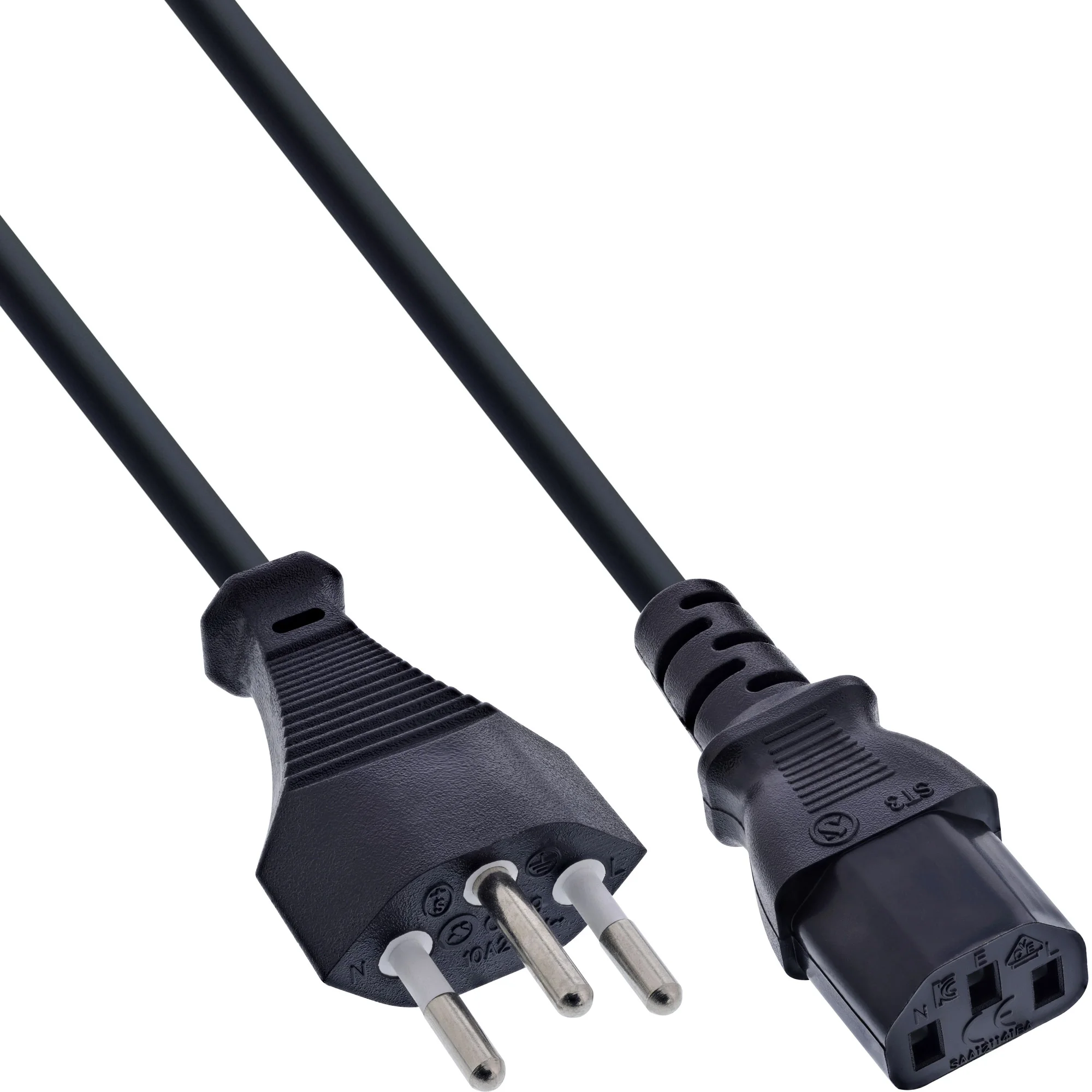 InLine Netzkabel, Netzstecker Schweiz auf Kaltgerätestecker C13, 3m