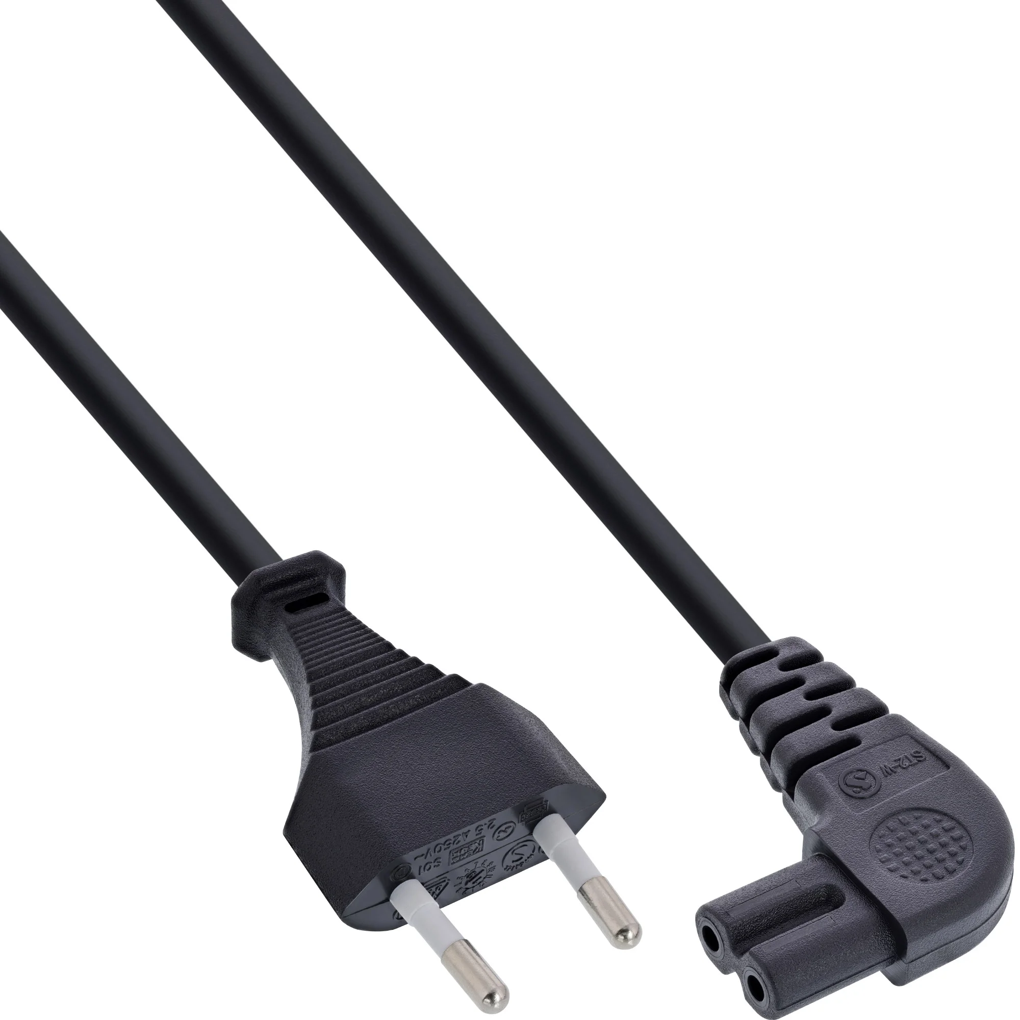 InLine Netzkabel, Netzstecker auf Euro 8 C7 Stecker, gewinkelt, 5,0m