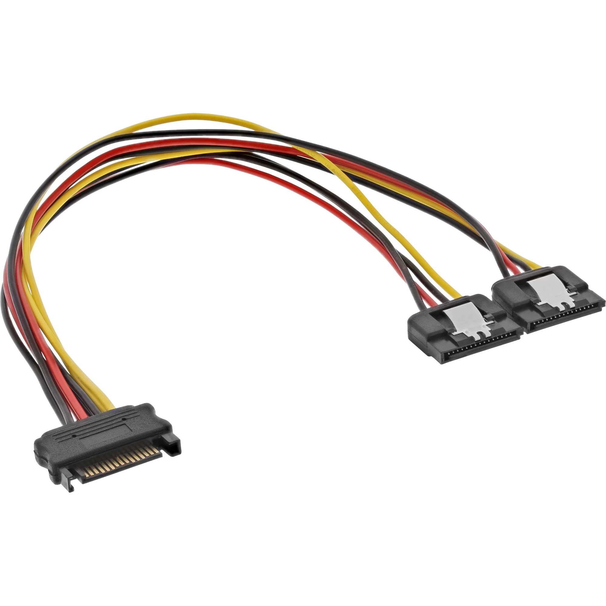 InLine SATA Strom-Y-Kabel, SATA Buchse an 2x SATA ST mit Lasche, 0,30m