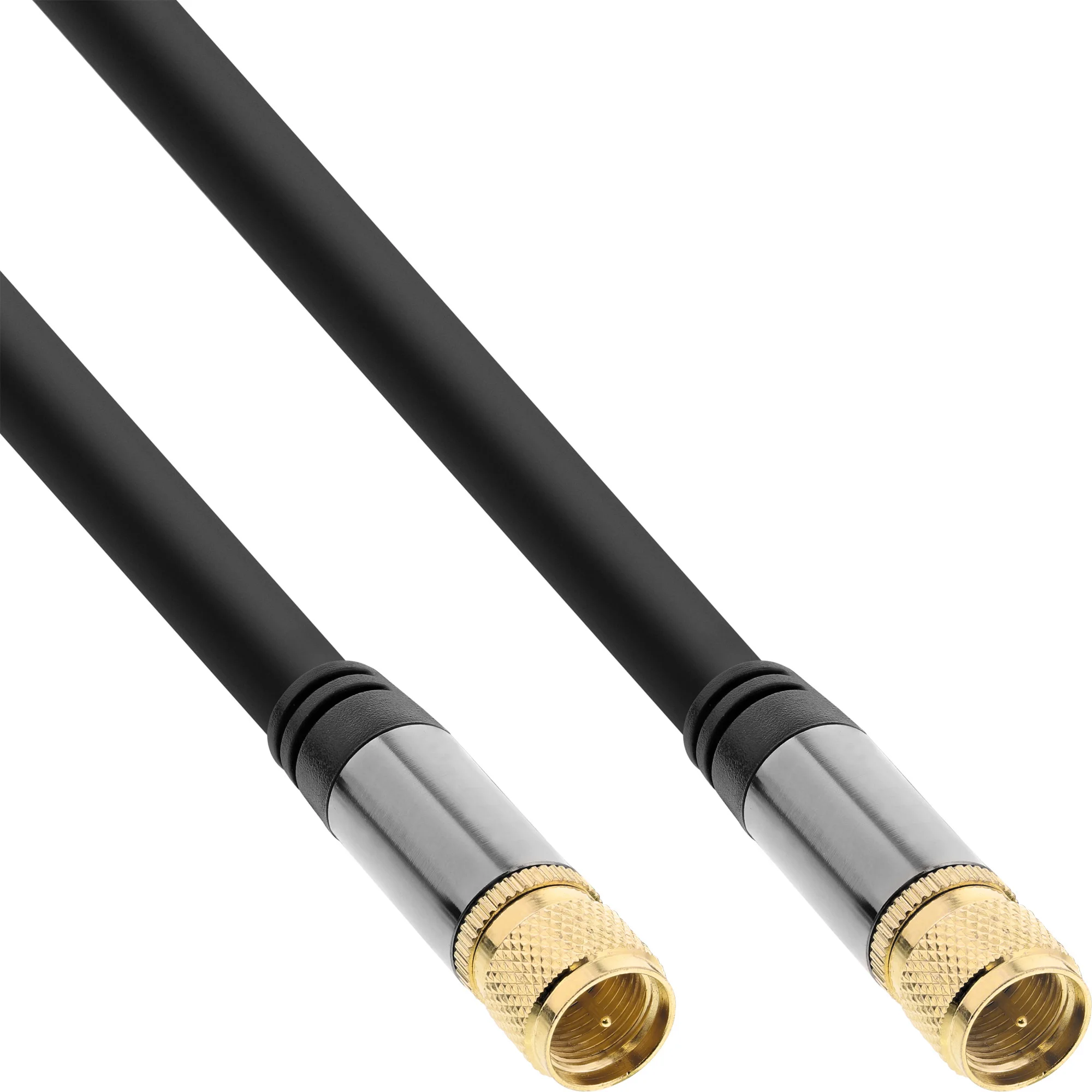 InLine Premium SAT-Kabel, 4x geschirmt, 2x F-Stecker, >110dB, schwarz, 3m