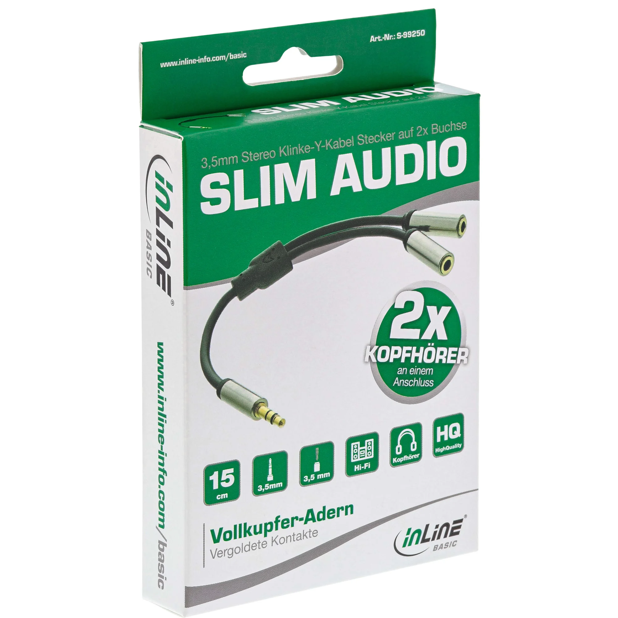 InLine S-99250 Audio-Kabel 0,15 m 3.5mm 2 x 3.5mm Schwarz, Silber