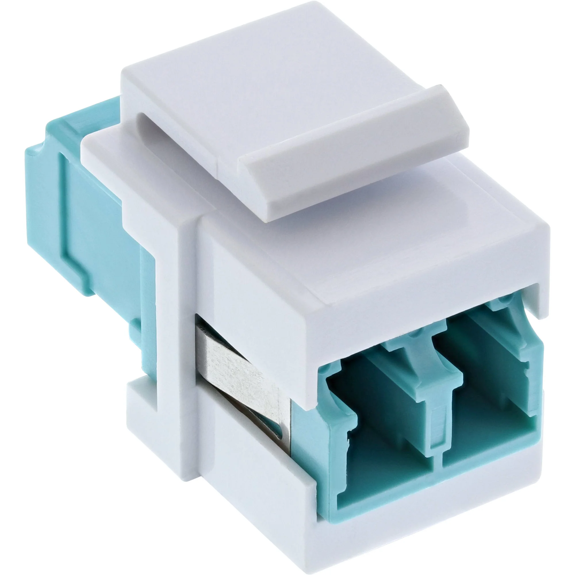 InLine LWL Keystone Snap-in Kupplung weiß, Duplex LC/LC, multimode, türkis