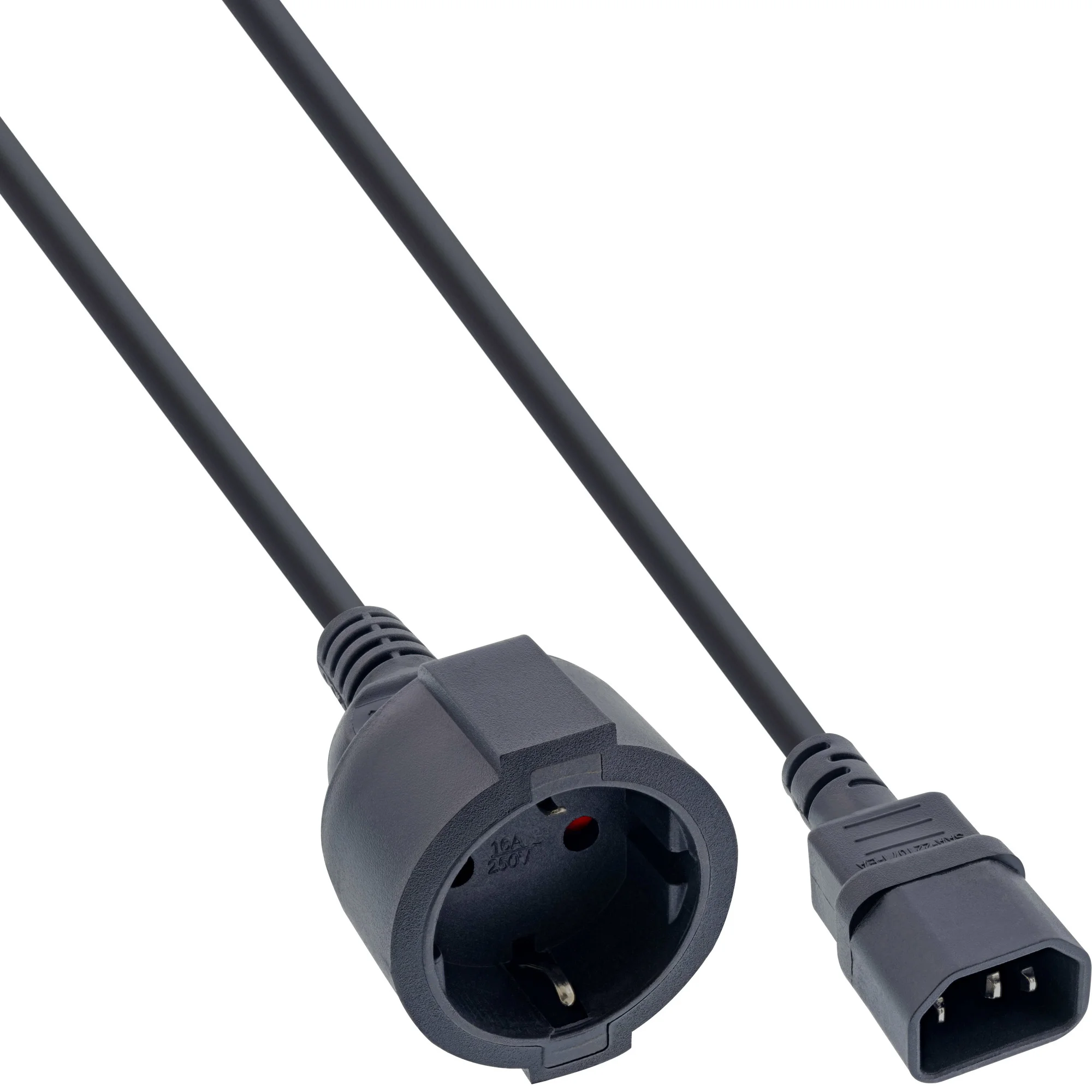 InLine Netz Adapter Kabel, Kaltgeräte C14 auf Schutzkontakt Buchse, 3m